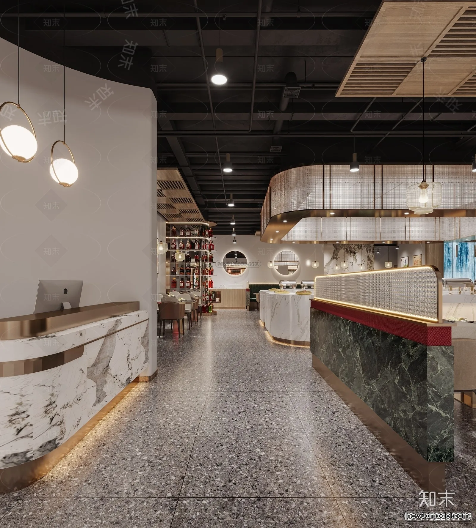 Modern Style Interior 3D Blocks and 3D Models – Asian Restaurant 3D Scene – 969 – CORONA