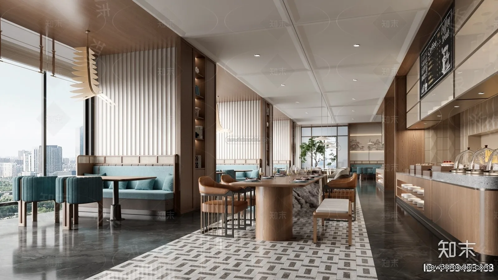 Modern Style Interior 3D Blocks and 3D Models – Asian Restaurant 3D Scene – 972 – CORONA