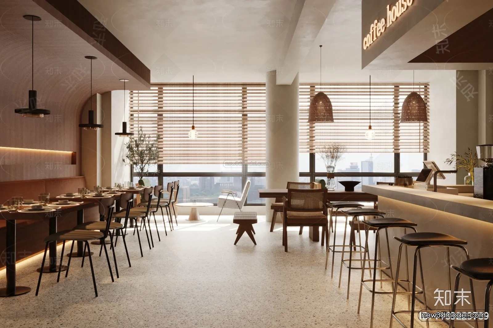 Modern Style Interior 3D Blocks and 3D Models – Asian Restaurant 3D Scene – 980 – CORONA