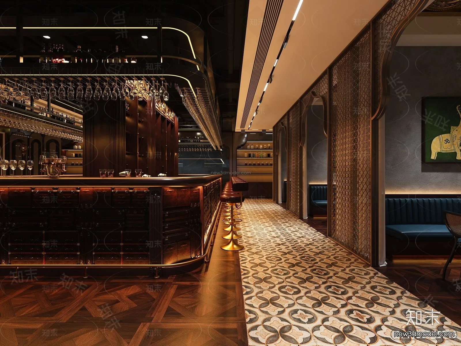 Modern Style Interior 3D Blocks and 3D Models – Asian Restaurant 3D Scene – 981 – CORONA