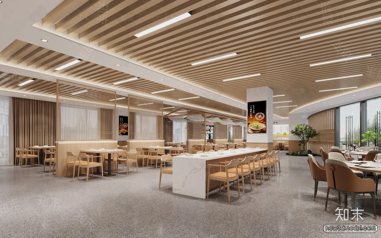 Modern Style Interior 3D Blocks and 3D Models – Asian Restaurant 3D Scene – 982 – CORONA