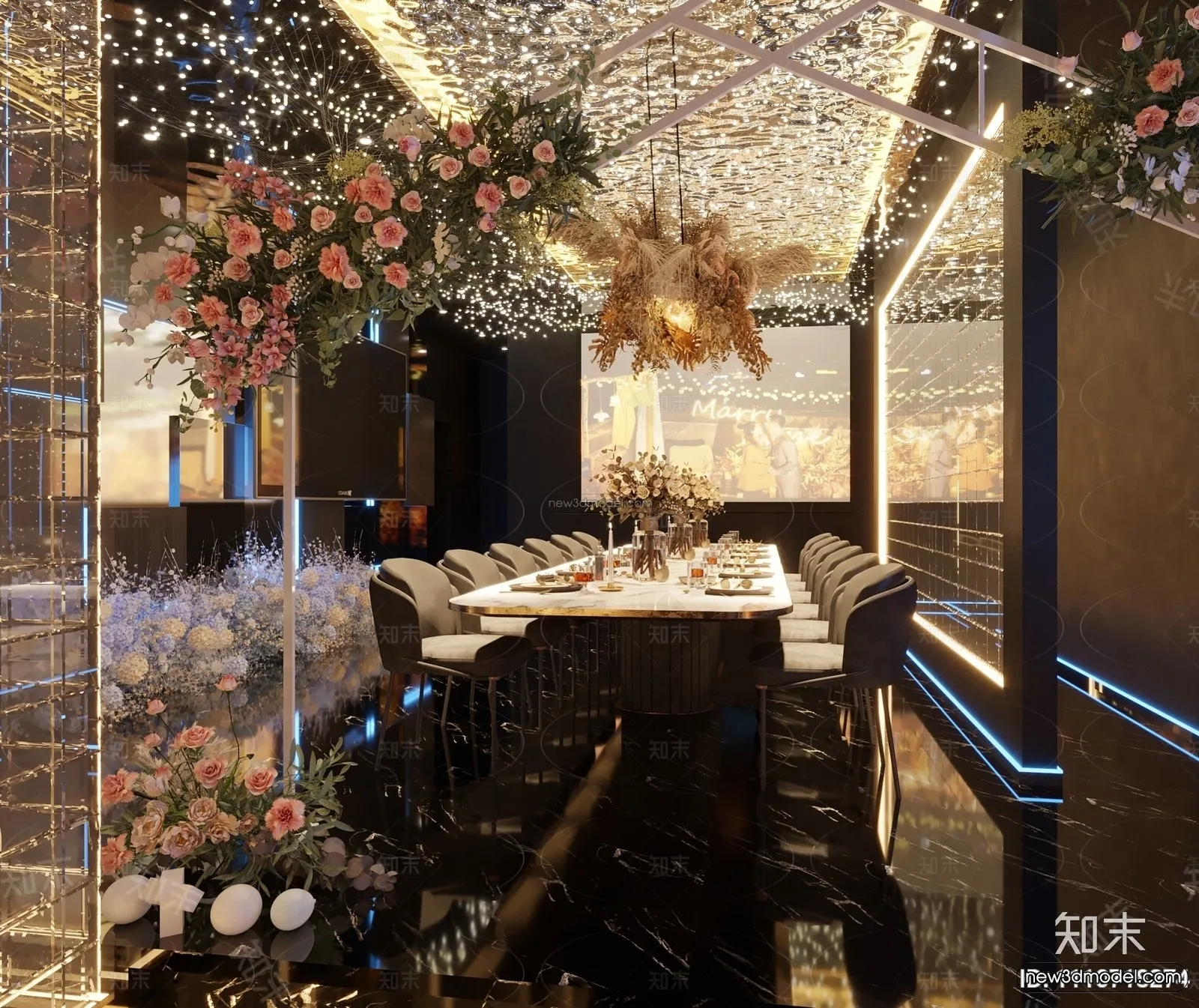 Modern Style Interior 3D Blocks and 3D Models – Asian Restaurant 3D Scene – 988 – CORONA