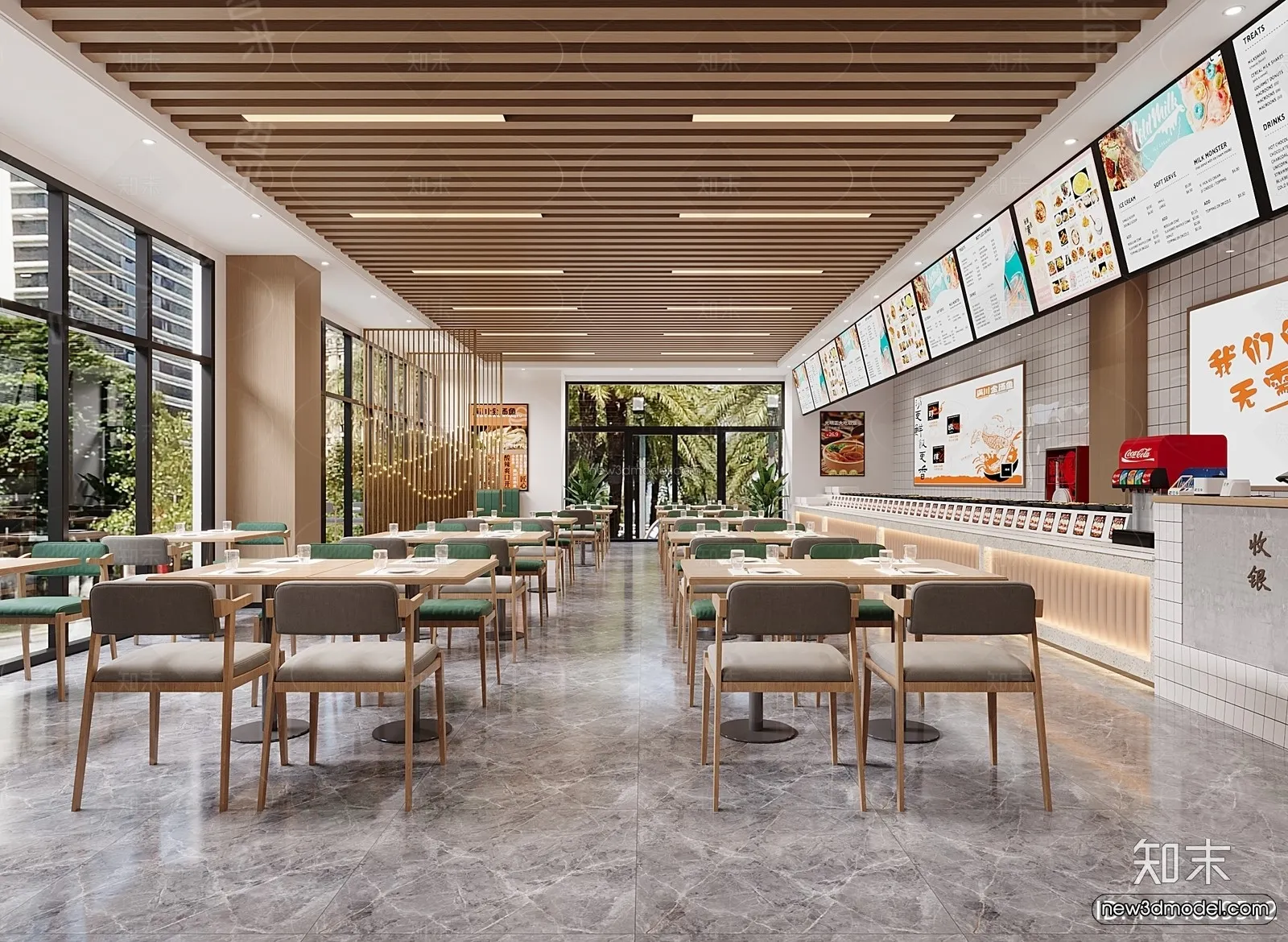 Modern Style Interior 3D Blocks and 3D Models – Asian Restaurant 3D Scene – 989 – CORONA