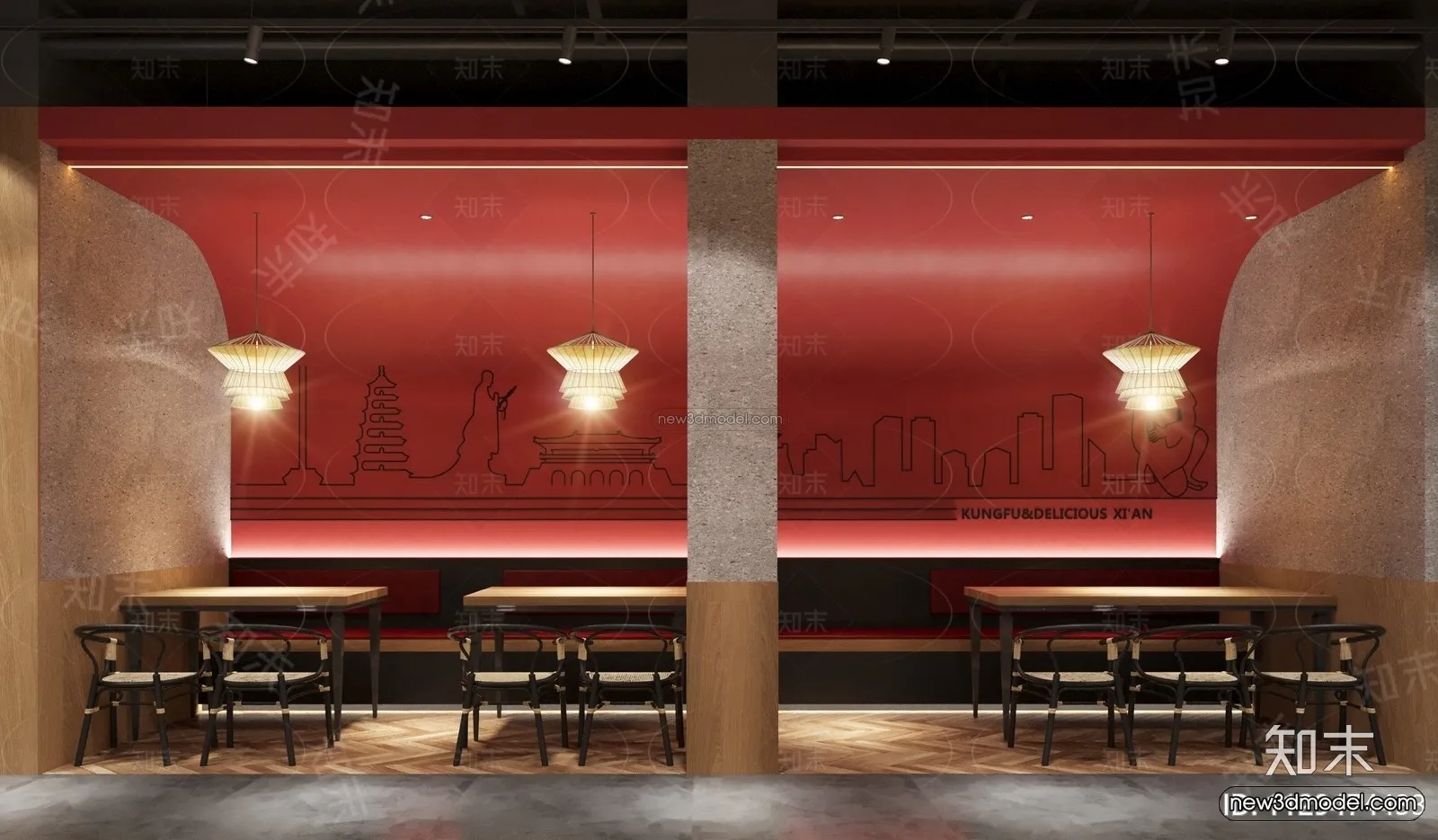 Modern Style Interior 3D Blocks and 3D Models – Asian Restaurant 3D Scene – 994 – CORONA