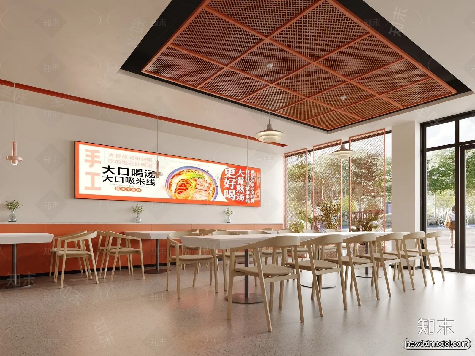 Modern Style Interior 3D Blocks and 3D Models – Asian Restaurant 3D Scene – 996 – CORONA