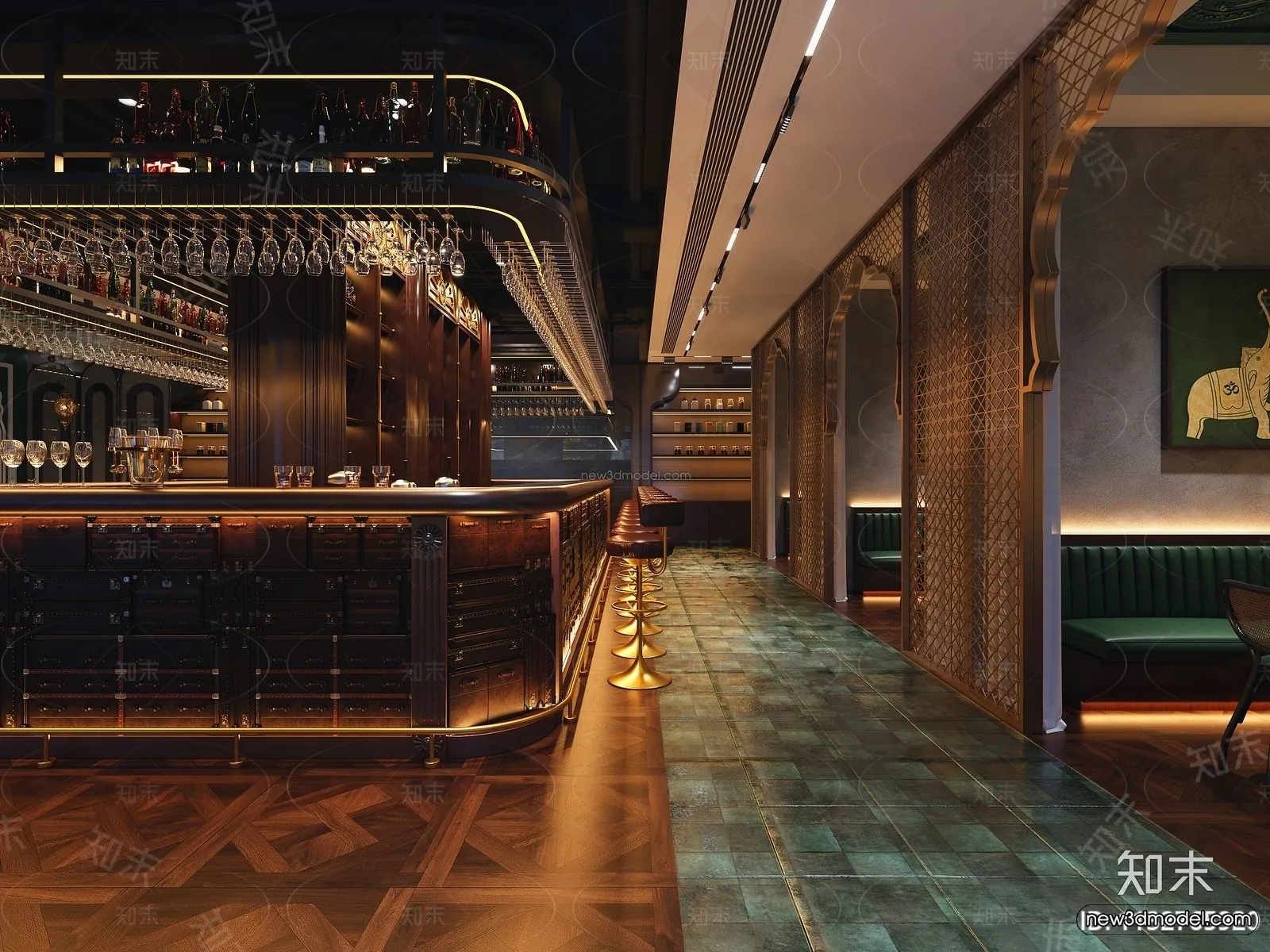 Modern Style Interior 3D Blocks and 3D Models – Asian Restaurant 3D Scene – 998 – CORONA