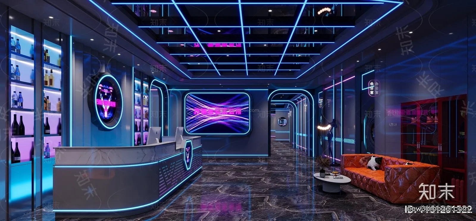 Modern Style Interior 3D Blocks and 3D Models – Bar 3D Scene – 720 – CORONA