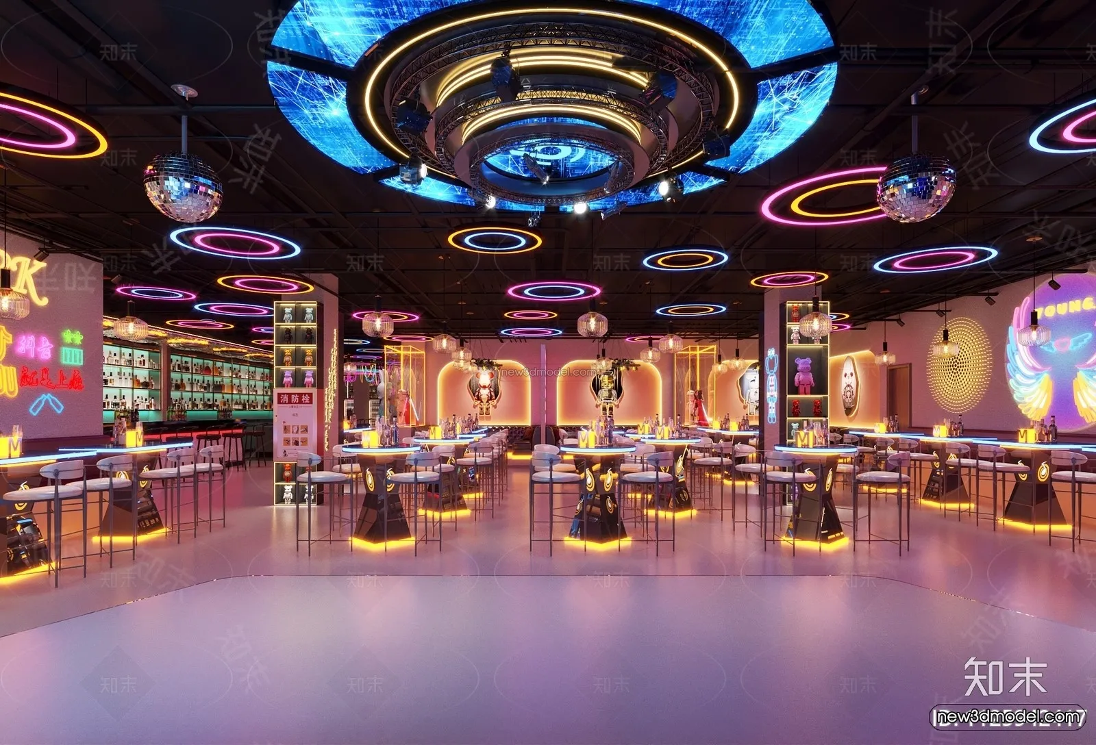 Modern Style Interior 3D Blocks and 3D Models – Bar 3D Scene – 725 – CORONA