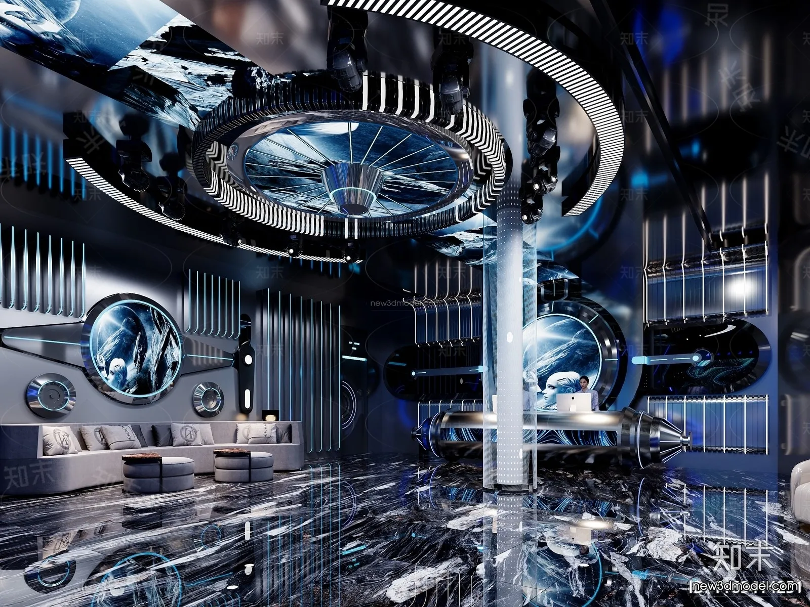 Modern Style Interior 3D Blocks and 3D Models – Bar 3D Scene – 728 – CORONA