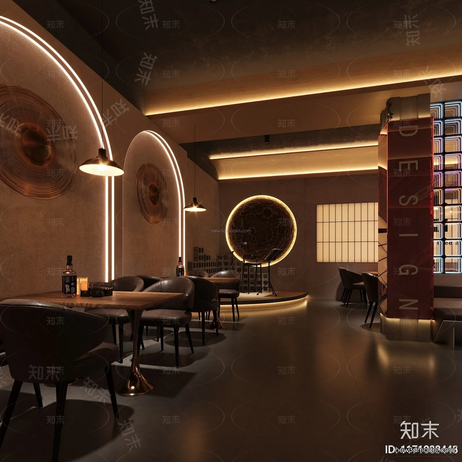 Modern Style Interior 3D Blocks and 3D Models – Bar 3D Scene – 730 – CORONA