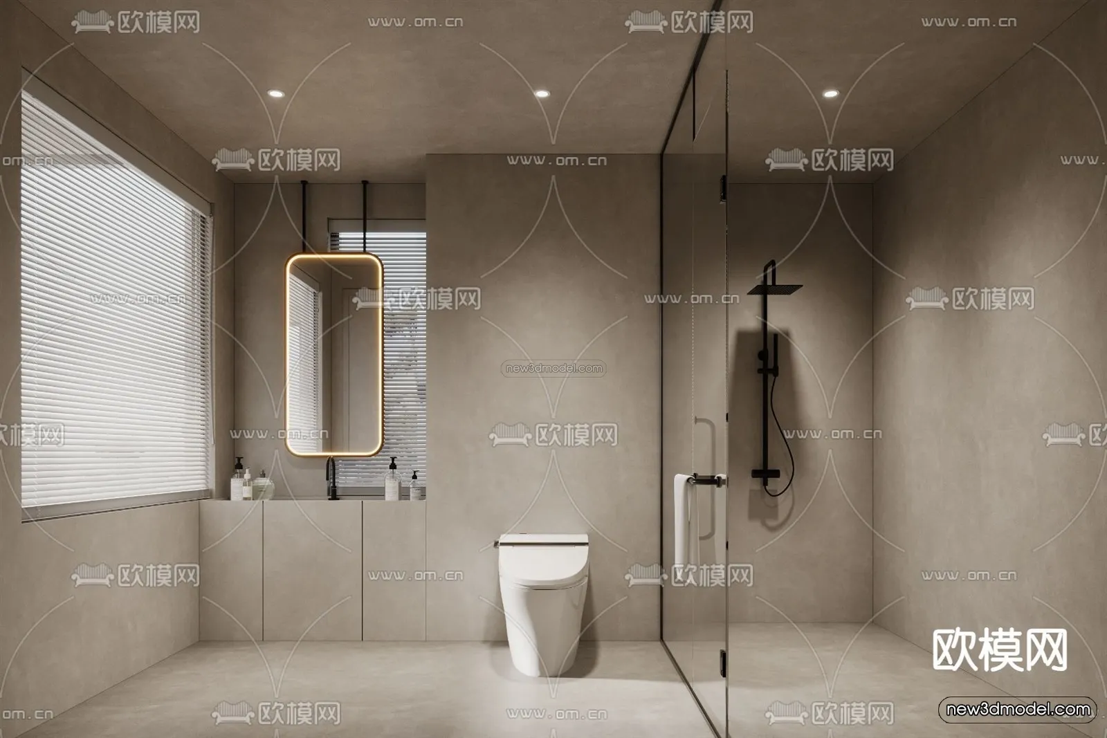 Modern Style Interior 3D Blocks and 3D Models – Bathroom 3D Scene – 631 – CORONA