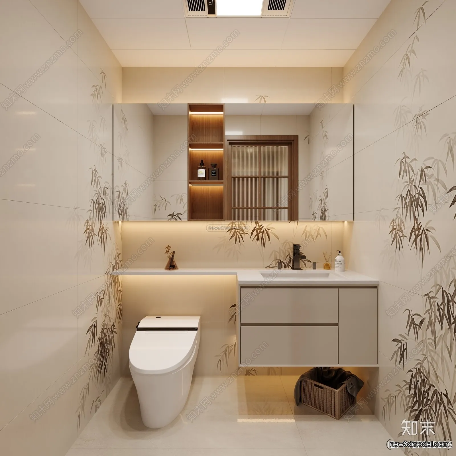 Modern Style Interior 3D Blocks and 3D Models – Bathroom 3D Scene – 633 – CORONA