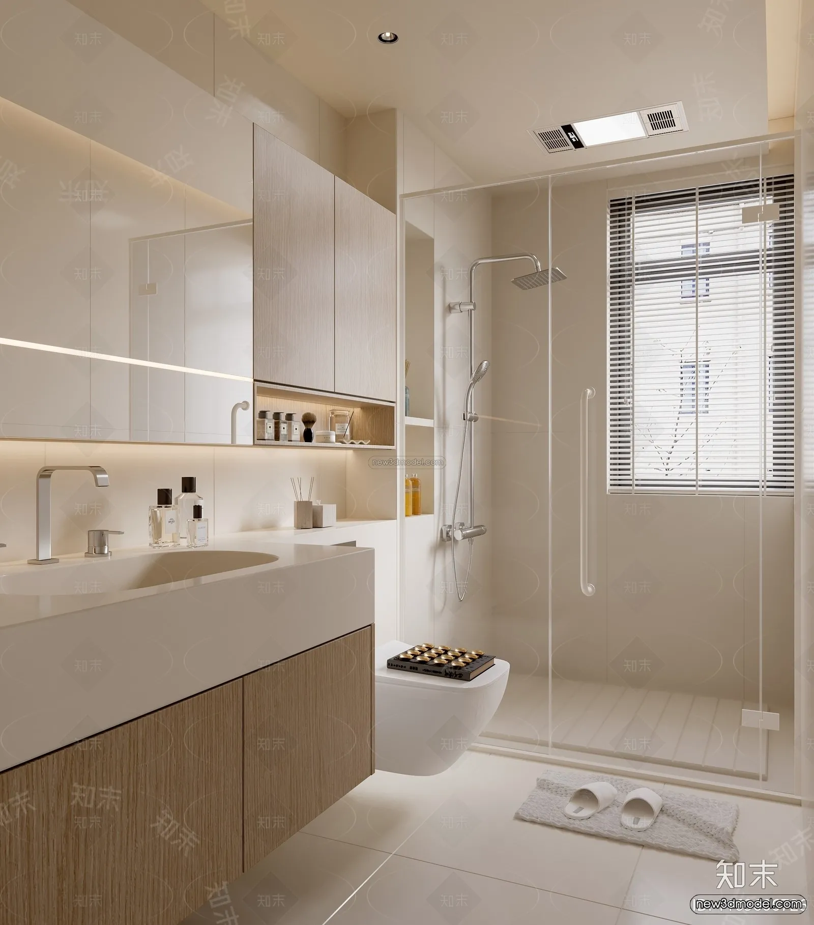 Modern Style Interior 3D Blocks and 3D Models – Bathroom 3D Scene – 634 – CORONA