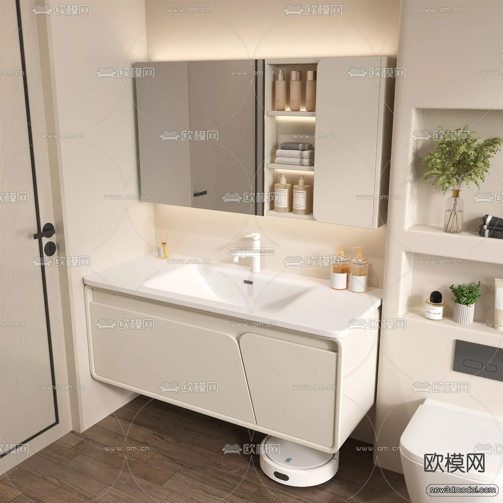 Modern Style Interior 3D Blocks and 3D Models – Bathroom 3D Scene – 635 – CORONA