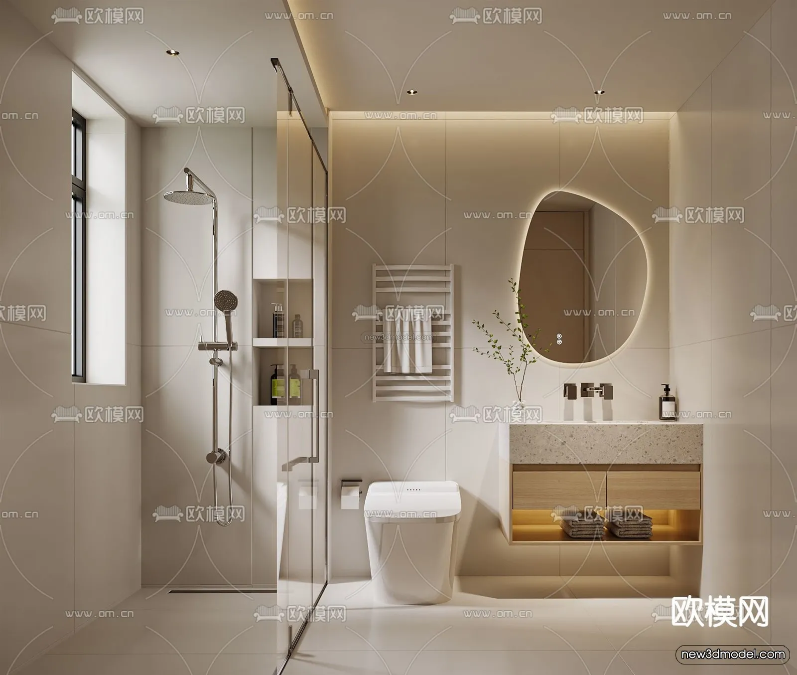 Modern Style Interior 3D Blocks and 3D Models – Bathroom 3D Scene – 636 – CORONA