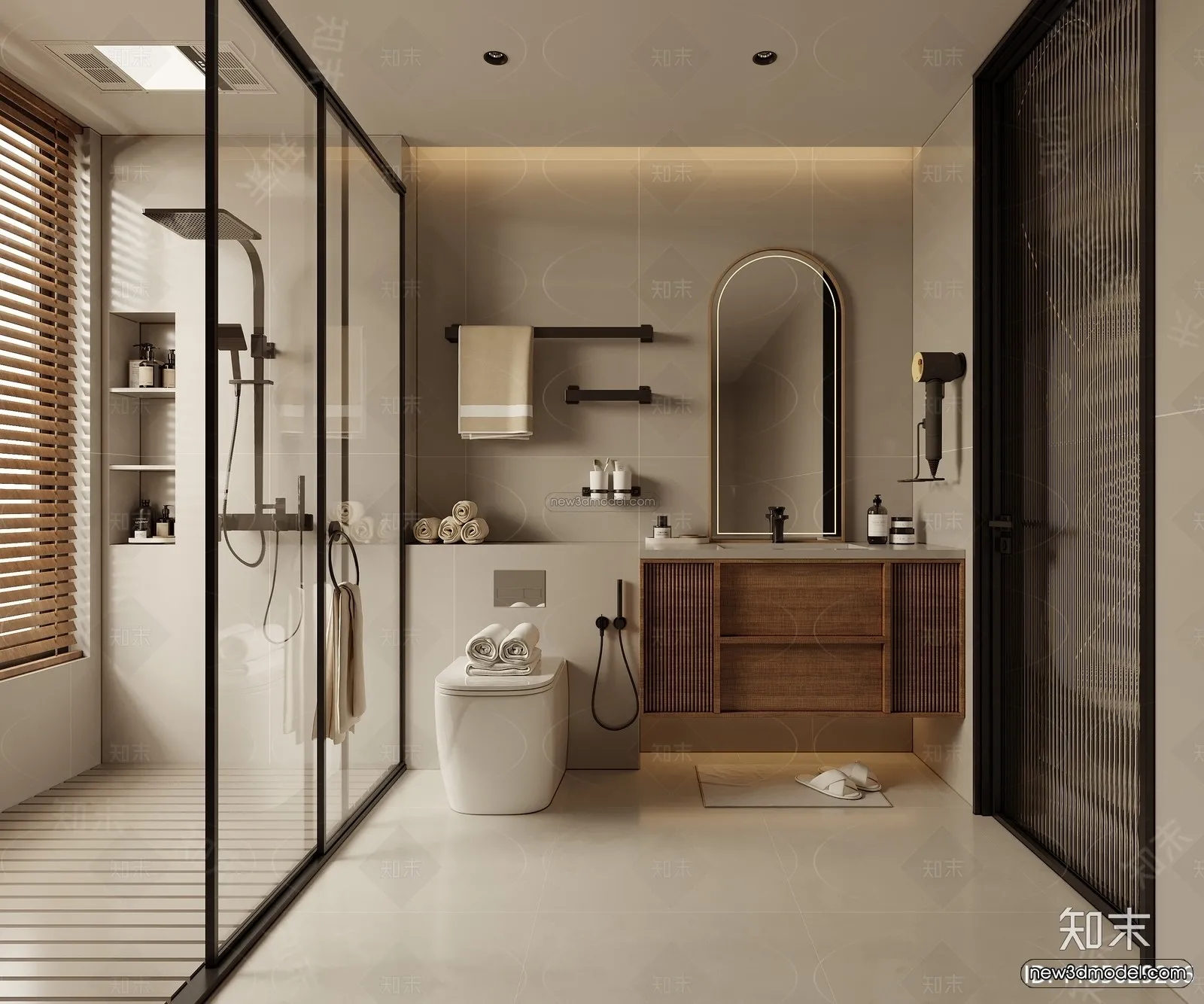 Modern Style Interior 3D Blocks and 3D Models – Bathroom 3D Scene – 637 – CORONA