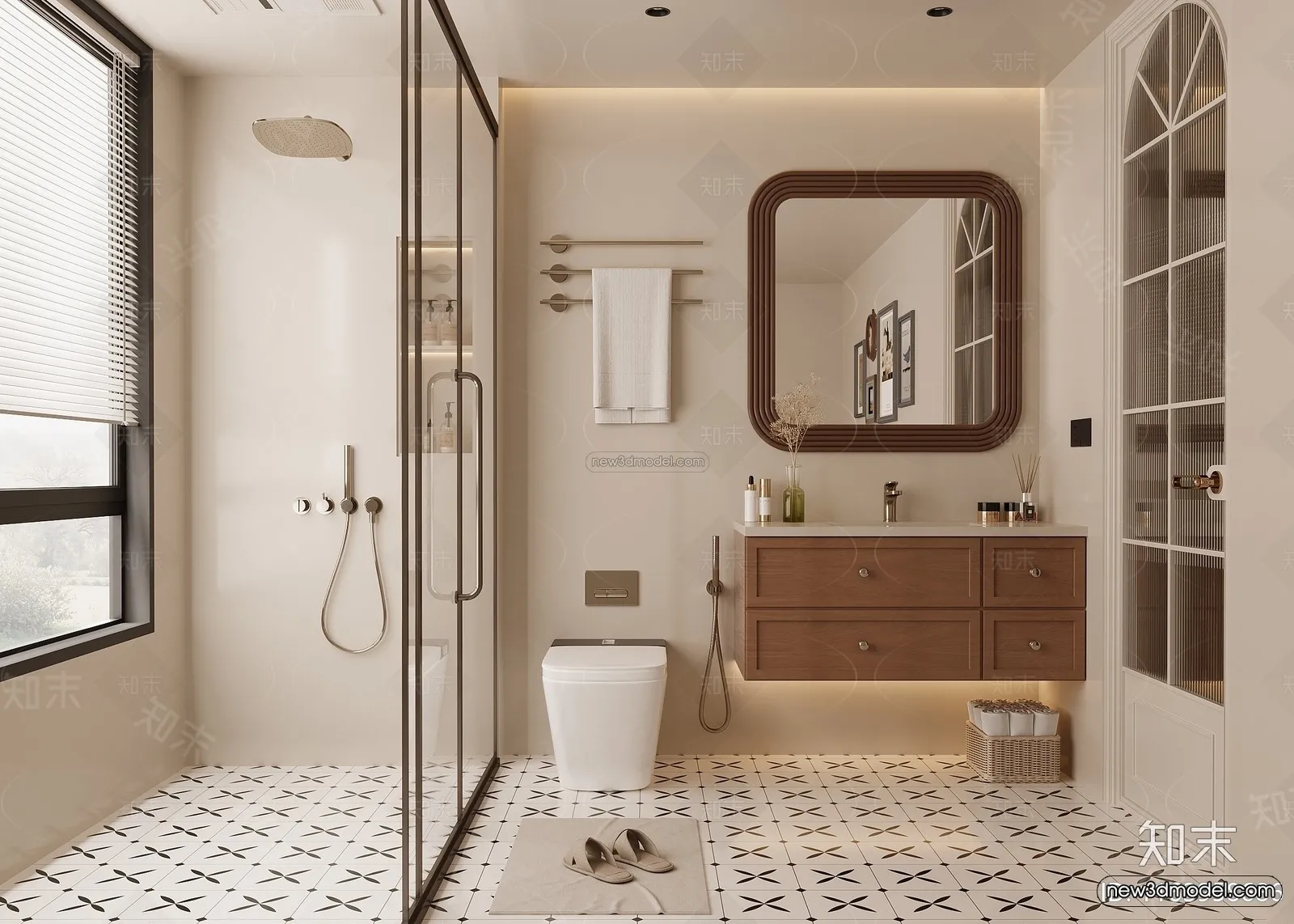 Modern Style Interior 3D Blocks and 3D Models – Bathroom 3D Scene – 638 – CORONA