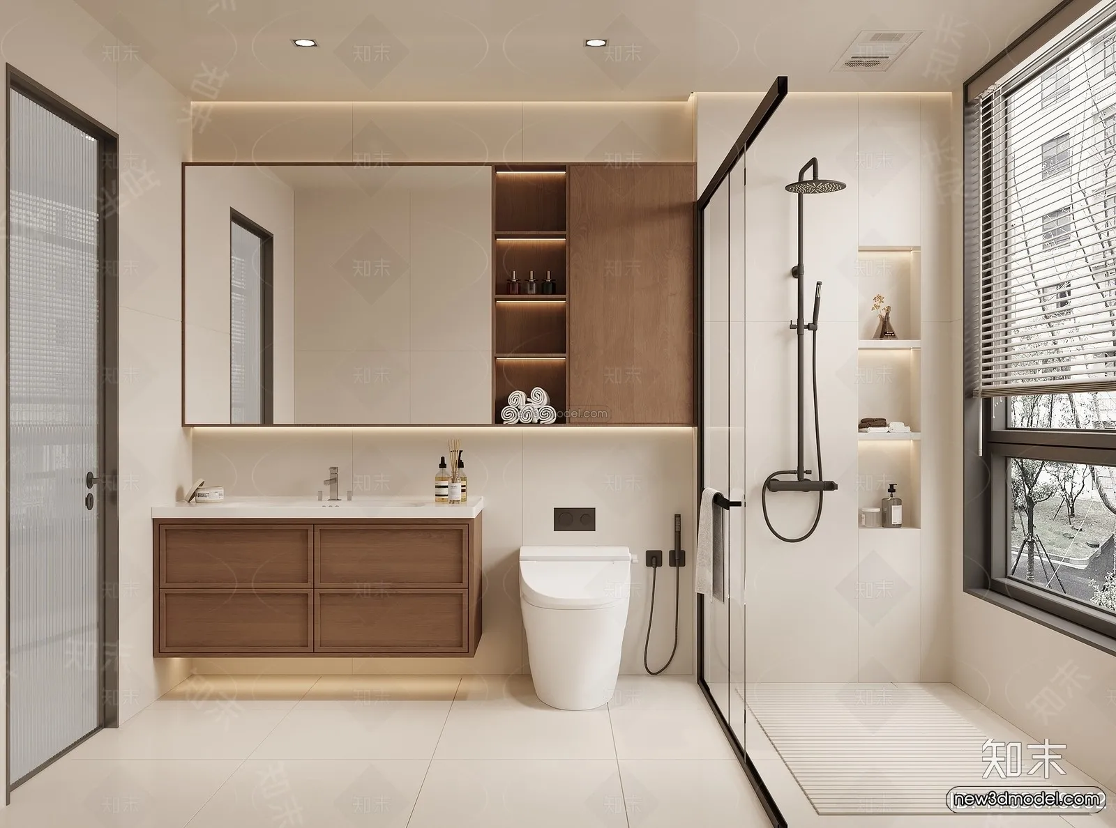 Modern Style Interior 3D Blocks and 3D Models – Bathroom 3D Scene – 639 – CORONA