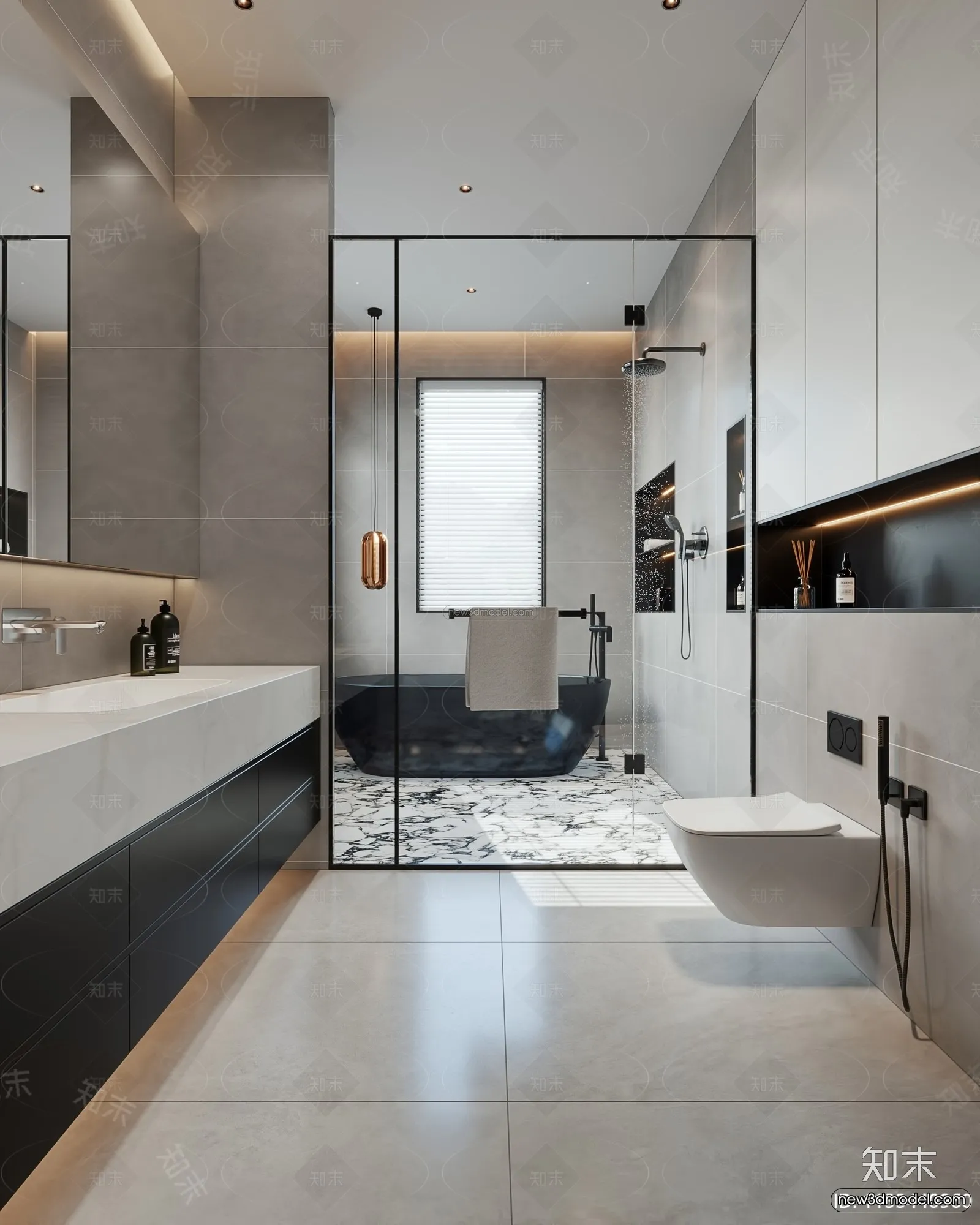 Modern Style Interior 3D Blocks and 3D Models – Bathroom 3D Scene – 642 – CORONA