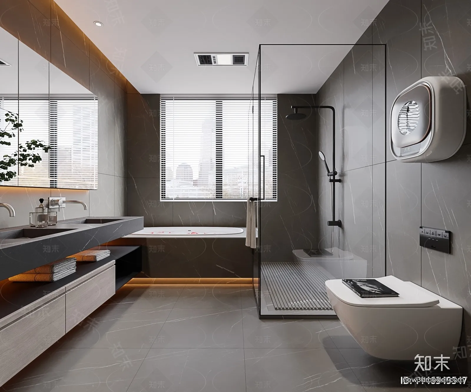 Modern Style Interior 3D Blocks and 3D Models – Bathroom 3D Scene – 643 – CORONA