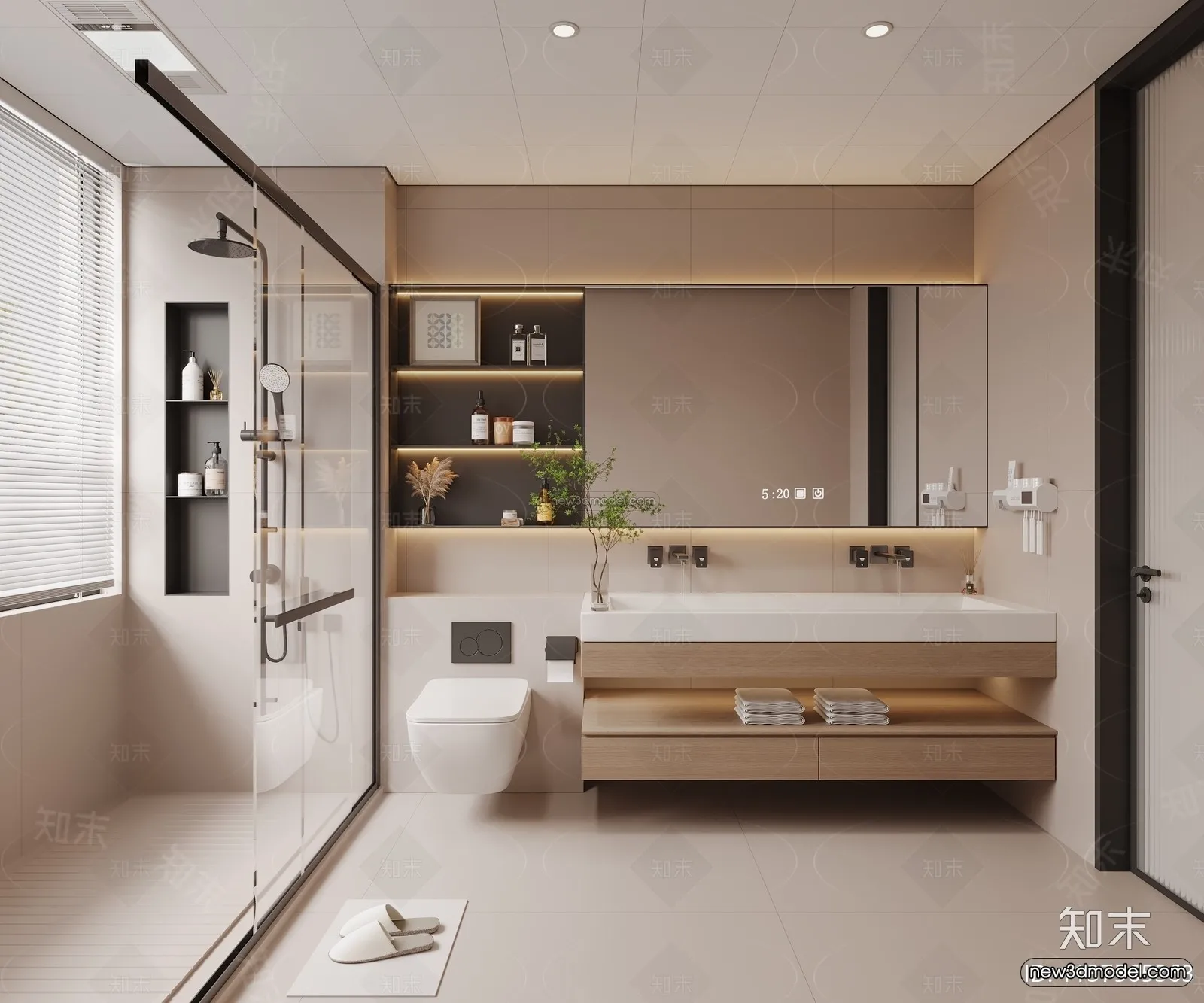 Modern Style Interior 3D Blocks and 3D Models – Bathroom 3D Scene – 645 – CORONA