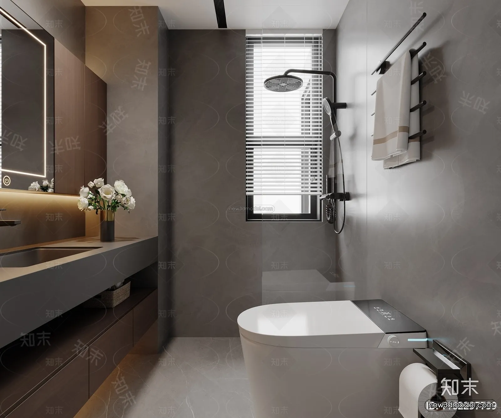 Modern Style Interior 3D Blocks and 3D Models – Bathroom 3D Scene – 646 – CORONA