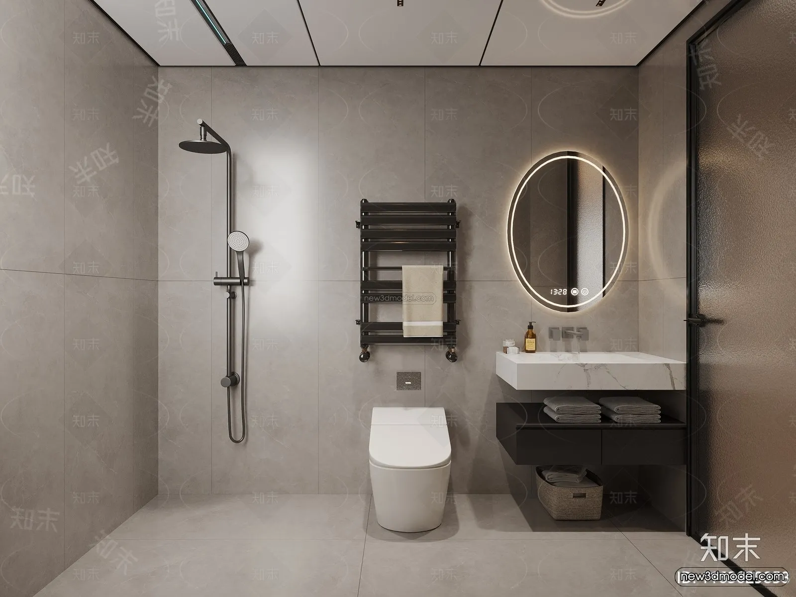 Modern Style Interior 3D Blocks and 3D Models – Bathroom 3D Scene – 650 – CORONA