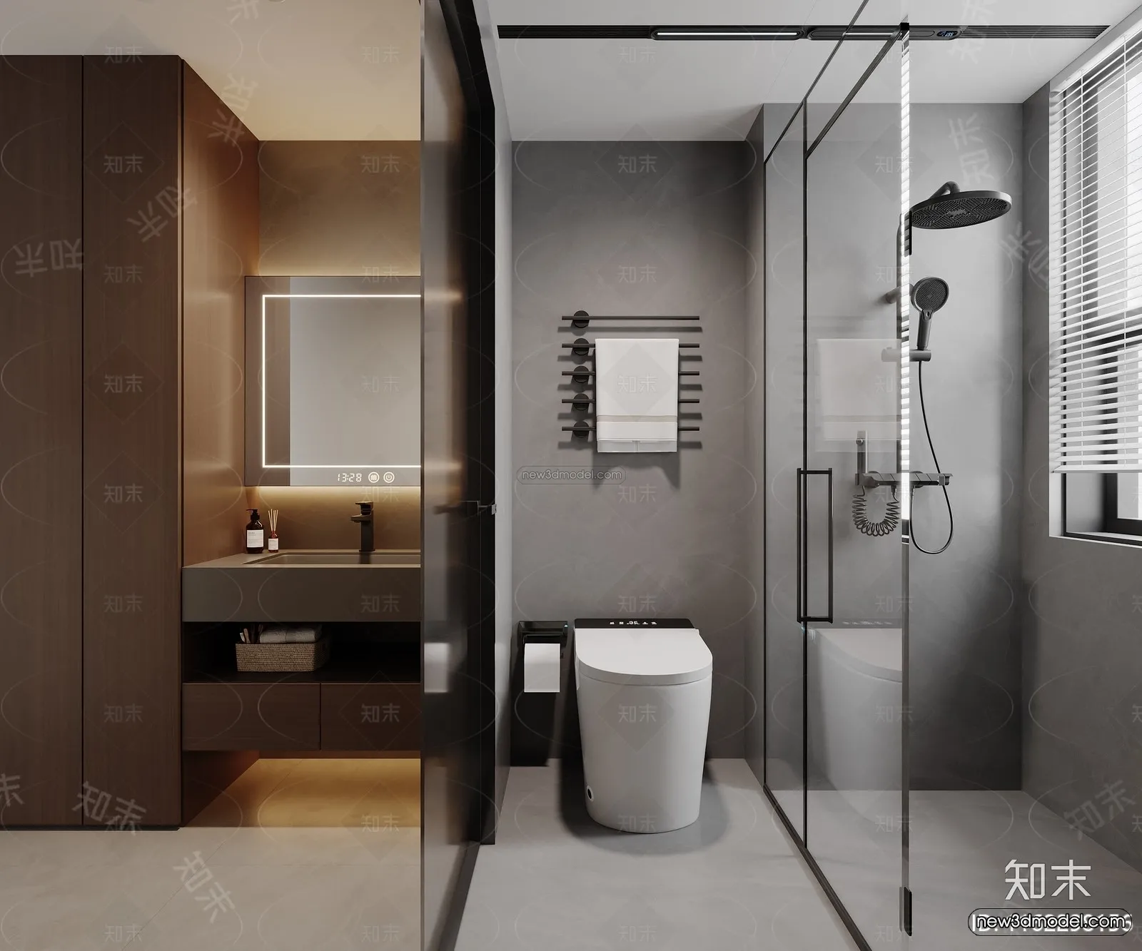 Modern Style Interior 3D Blocks and 3D Models – Bathroom 3D Scene – 651 – CORONA