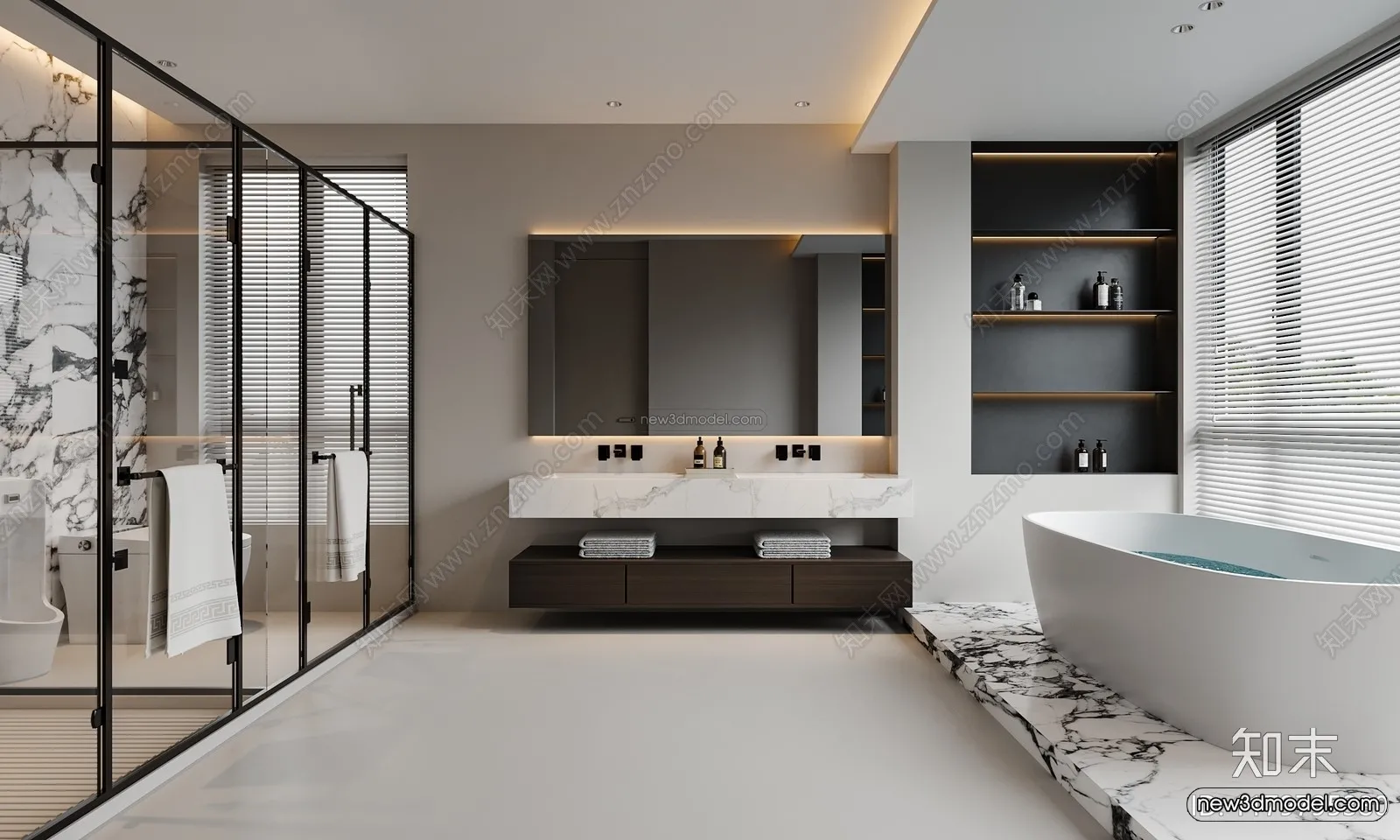 Modern Style Interior 3D Blocks and 3D Models – Bathroom 3D Scene – 658 – CORONA