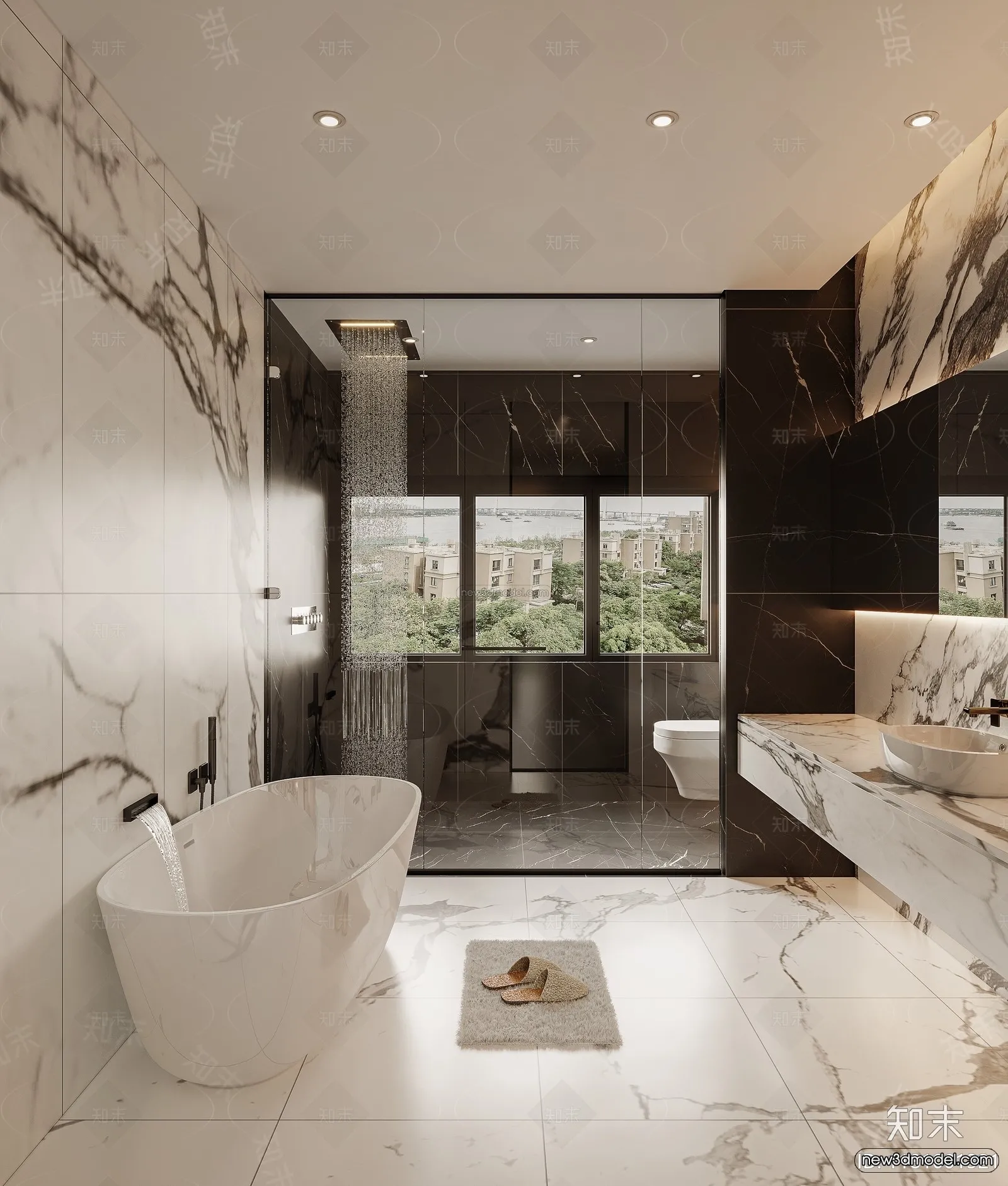 Modern Style Interior 3D Blocks and 3D Models – Bathroom 3D Scene – 659 – CORONA