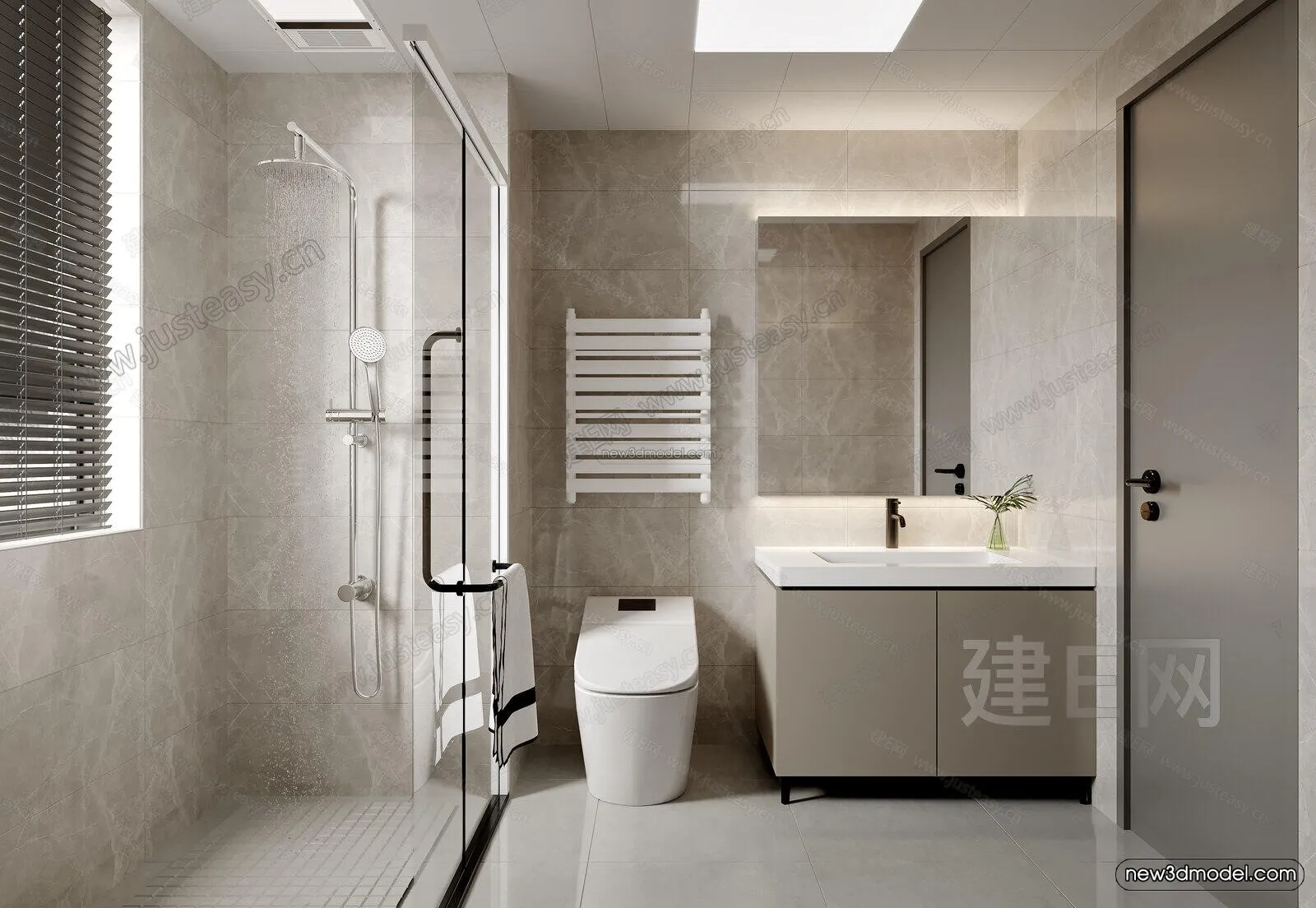 Modern Style Interior 3D Blocks and 3D Models – Bathroom 3D Scene – 663 – CORONA