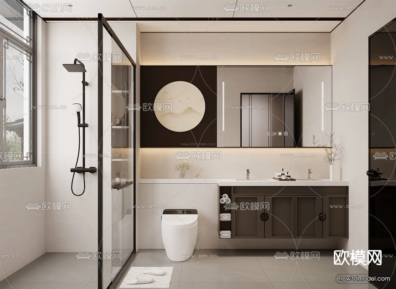 Modern Style Interior 3D Blocks and 3D Models – Bathroom 3D Scene – 665 – CORONA