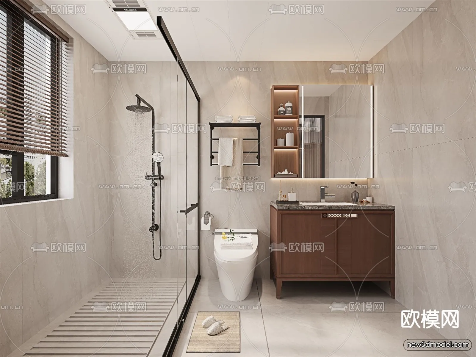 Modern Style Interior 3D Blocks and 3D Models – Bathroom 3D Scene – 667 – CORONA