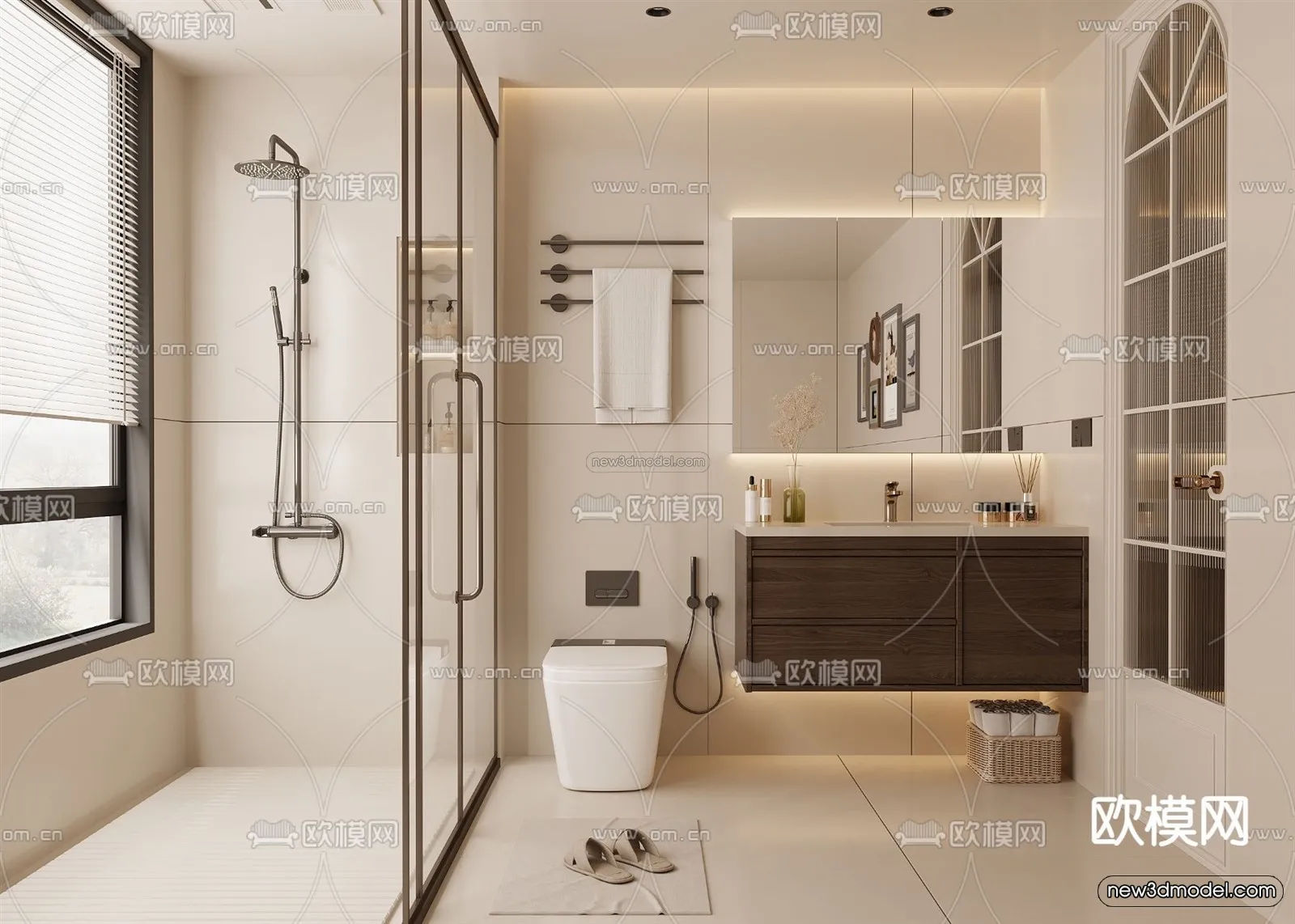 Modern Style Interior 3D Blocks and 3D Models – Bathroom 3D Scene – 668 – CORONA