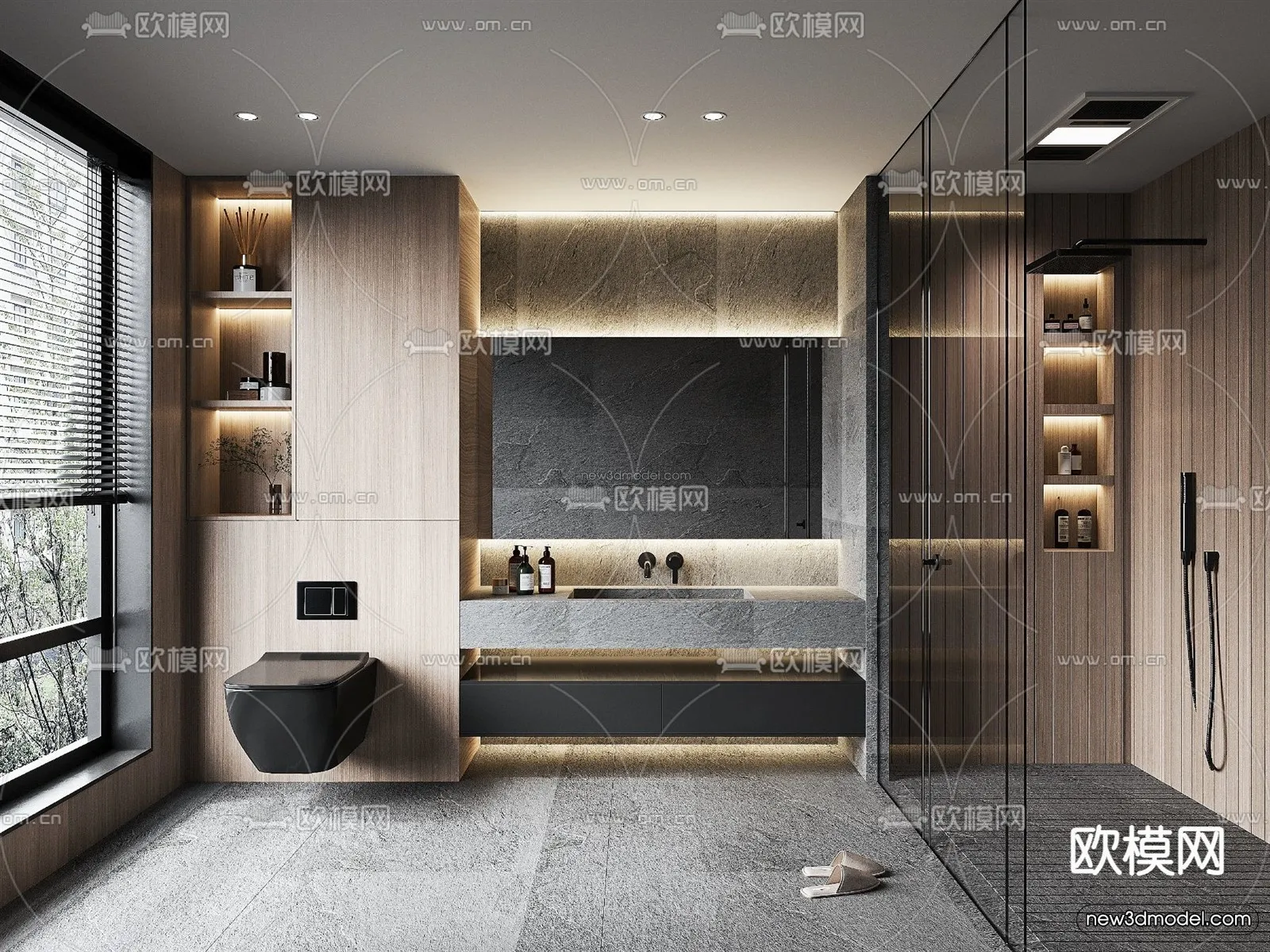 Modern Style Interior 3D Blocks and 3D Models – Bathroom 3D Scene – 669 – CORONA