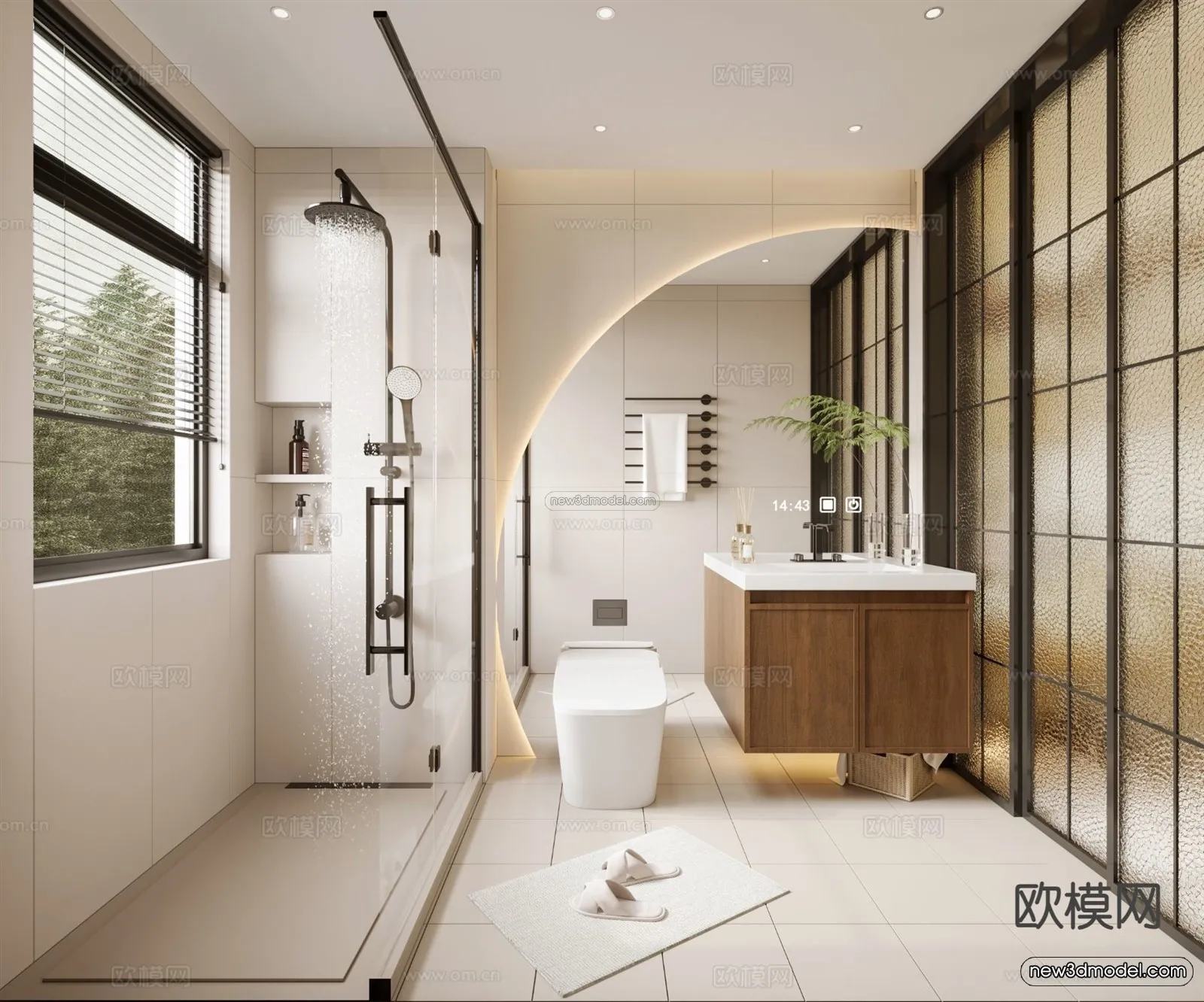 Modern Style Interior 3D Blocks and 3D Models – Bathroom 3D Scene – 674 – CORONA