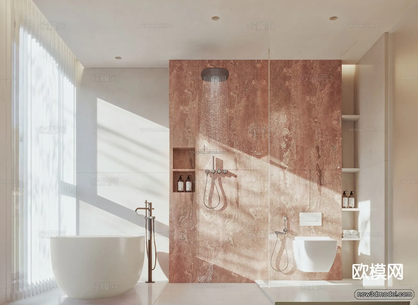 Modern Style Interior 3D Blocks and 3D Models – Bathroom 3D Scene – 675 – CORONA