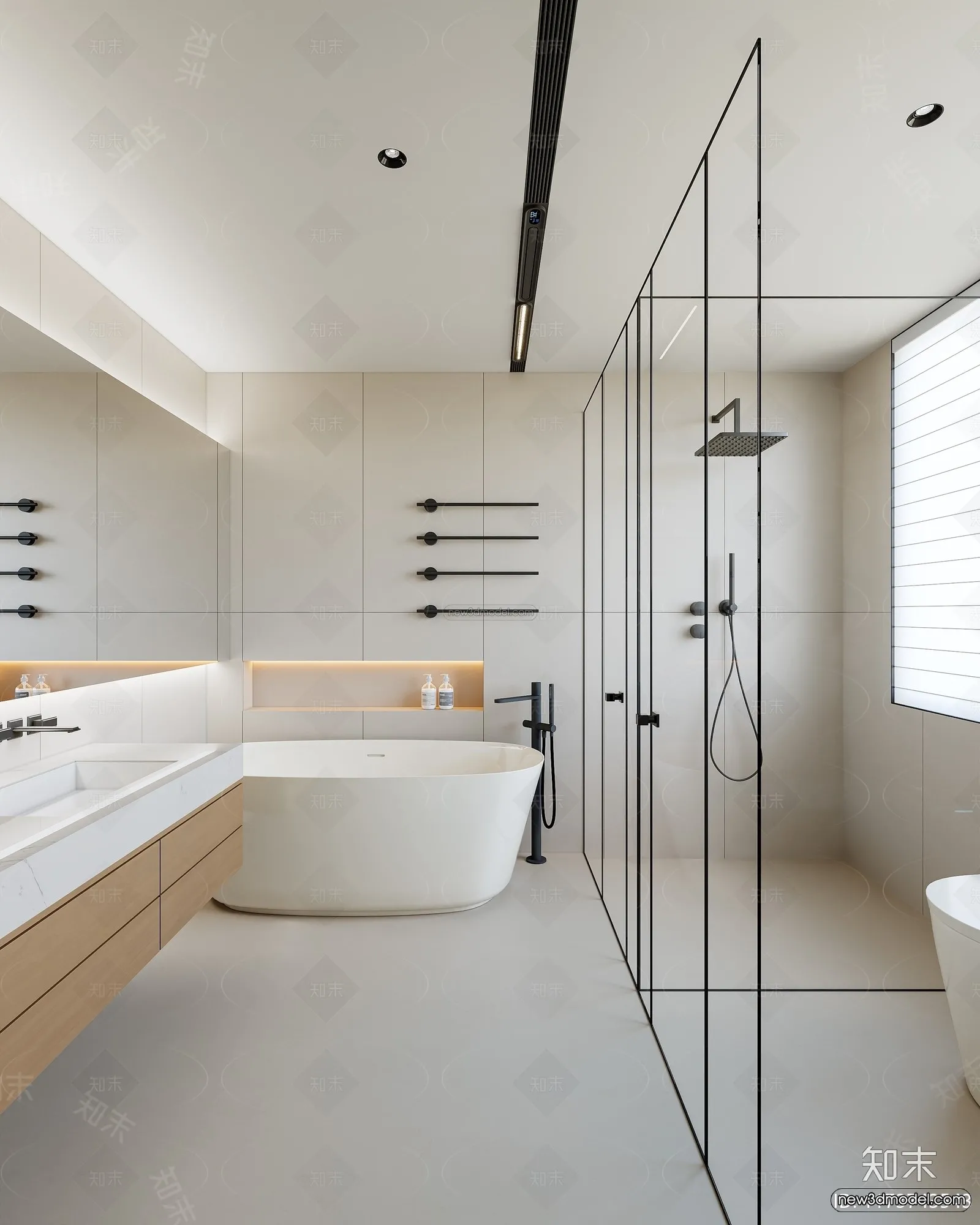 Modern Style Interior 3D Blocks and 3D Models – Bathroom 3D Scene – 677 – CORONA