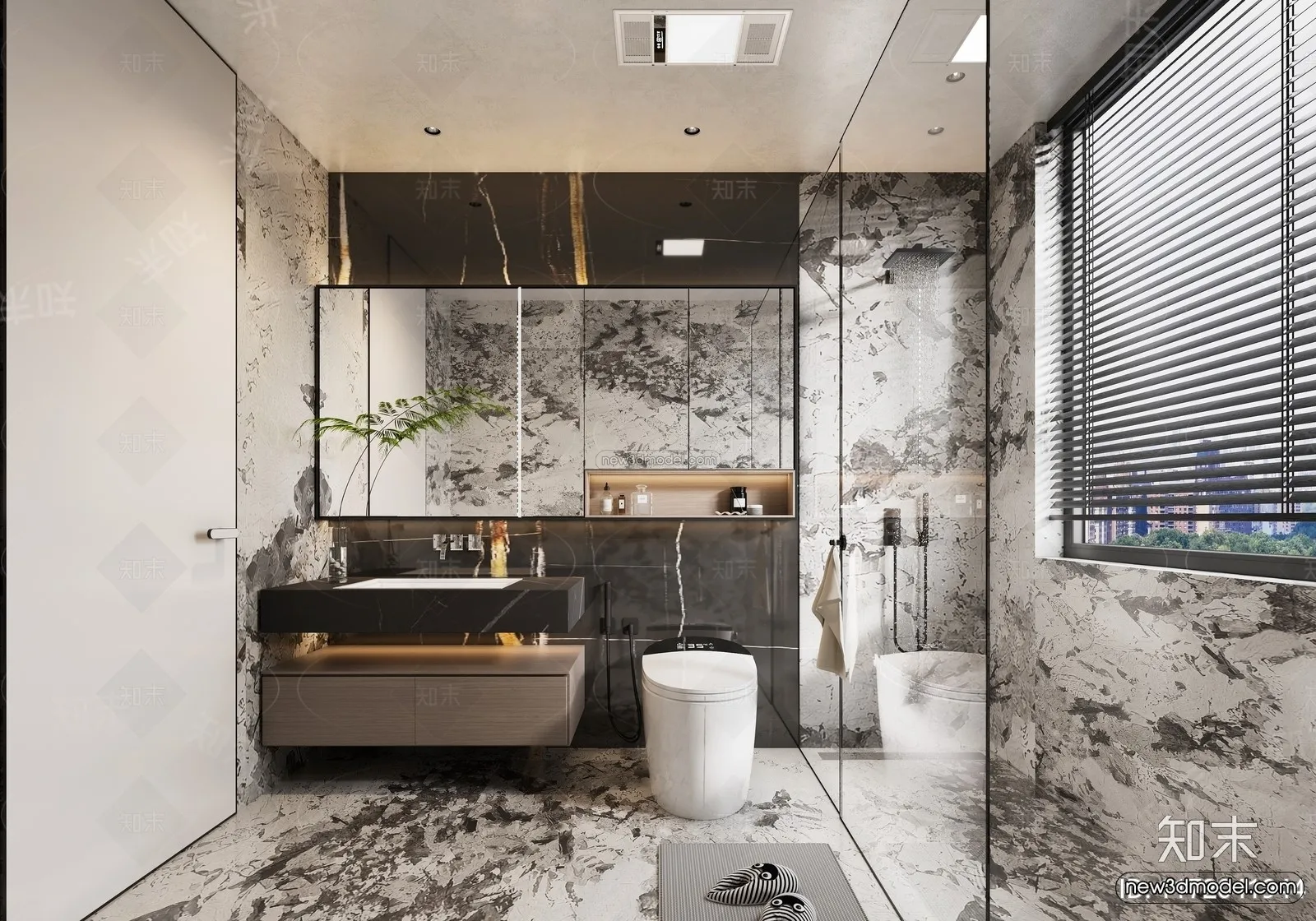 Modern Style Interior 3D Blocks and 3D Models – Bathroom 3D Scene – 678 – CORONA