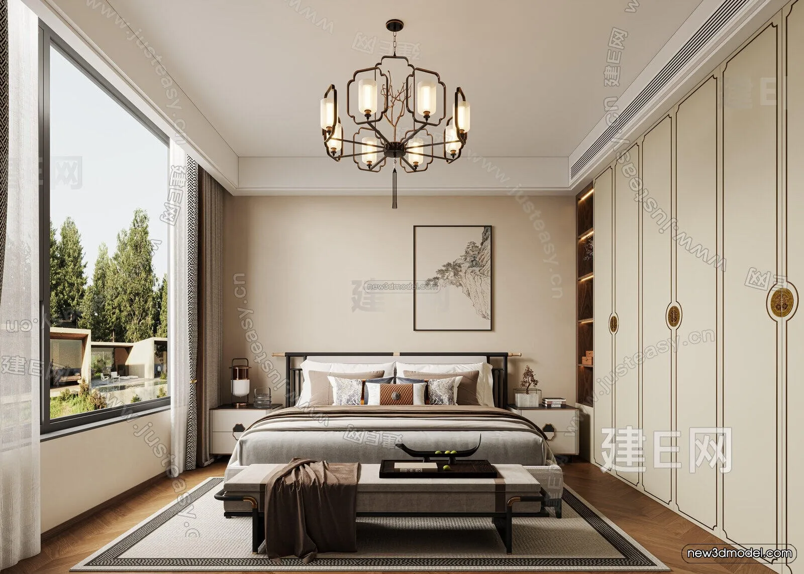 Modern Style Interior 3D Blocks and 3D Models – Bedroom 3D Scene – 422 – CORONA