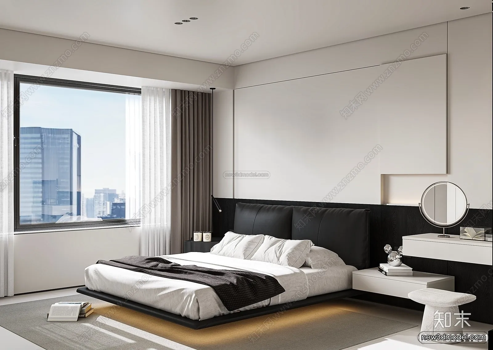 Modern Style Interior 3D Blocks and 3D Models – Bedroom 3D Scene – 435 – CORONA