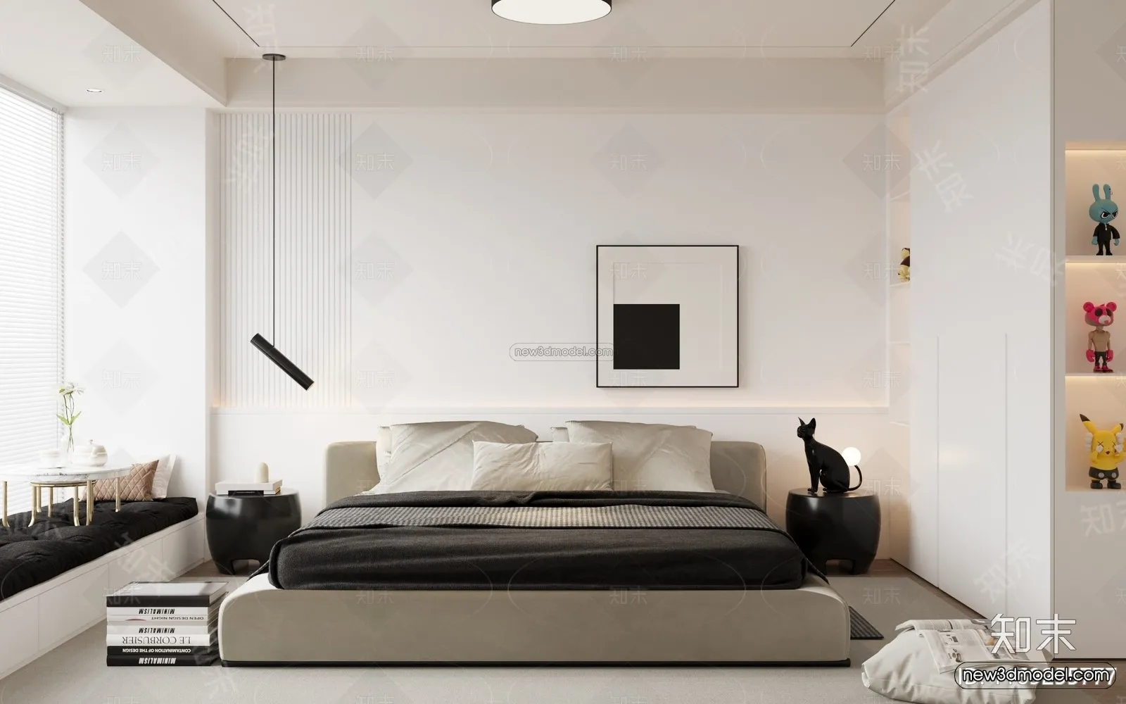 Modern Style Interior 3D Blocks and 3D Models – Bedroom 3D Scene – 436 – CORONA