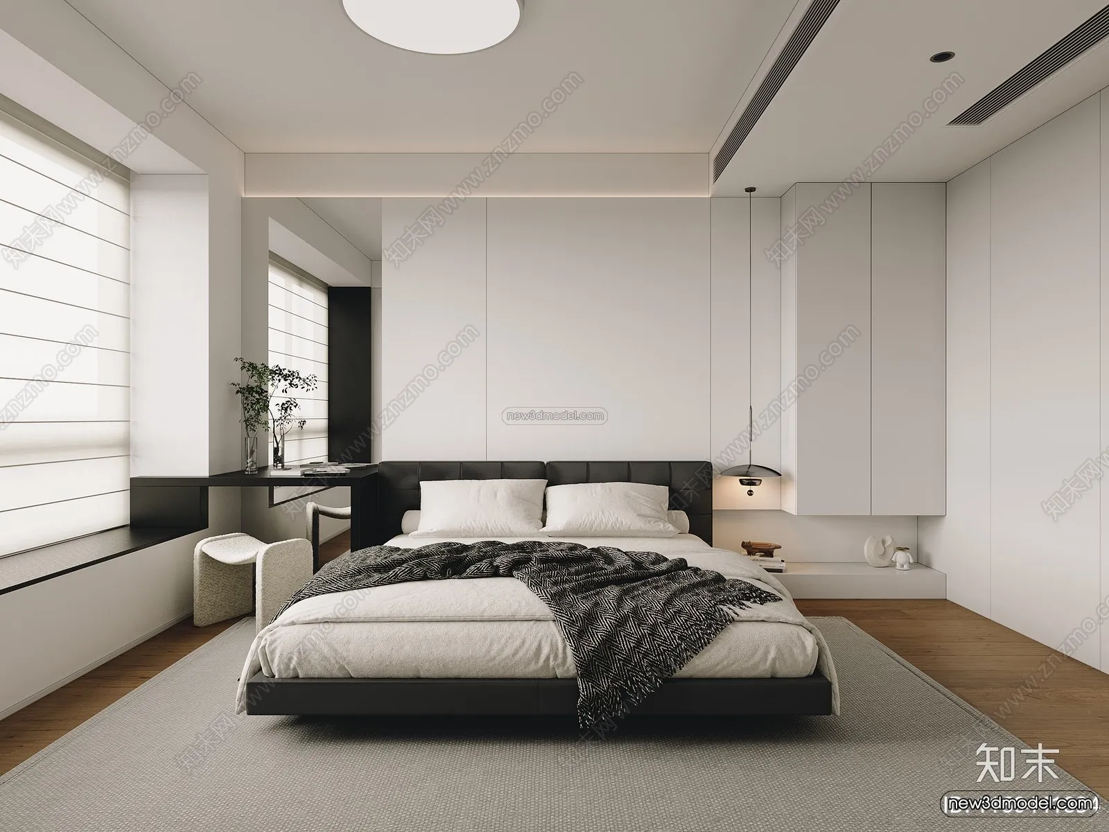 Modern Style Interior 3D Blocks and 3D Models – Bedroom 3D Scene – 437 – CORONA