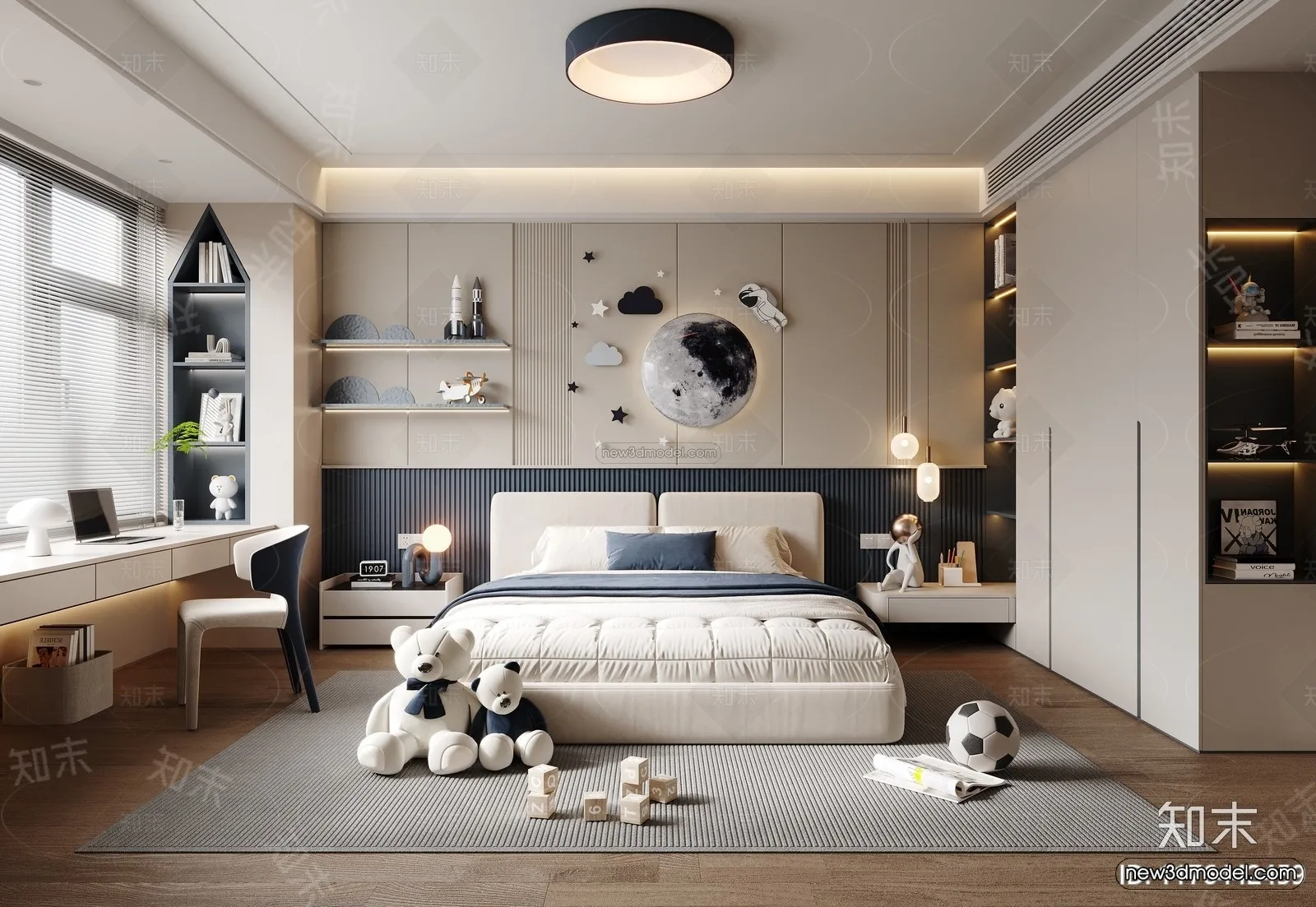 Modern Style Interior 3D Blocks and 3D Models – Bedroom 3D Scene – 438 – CORONA