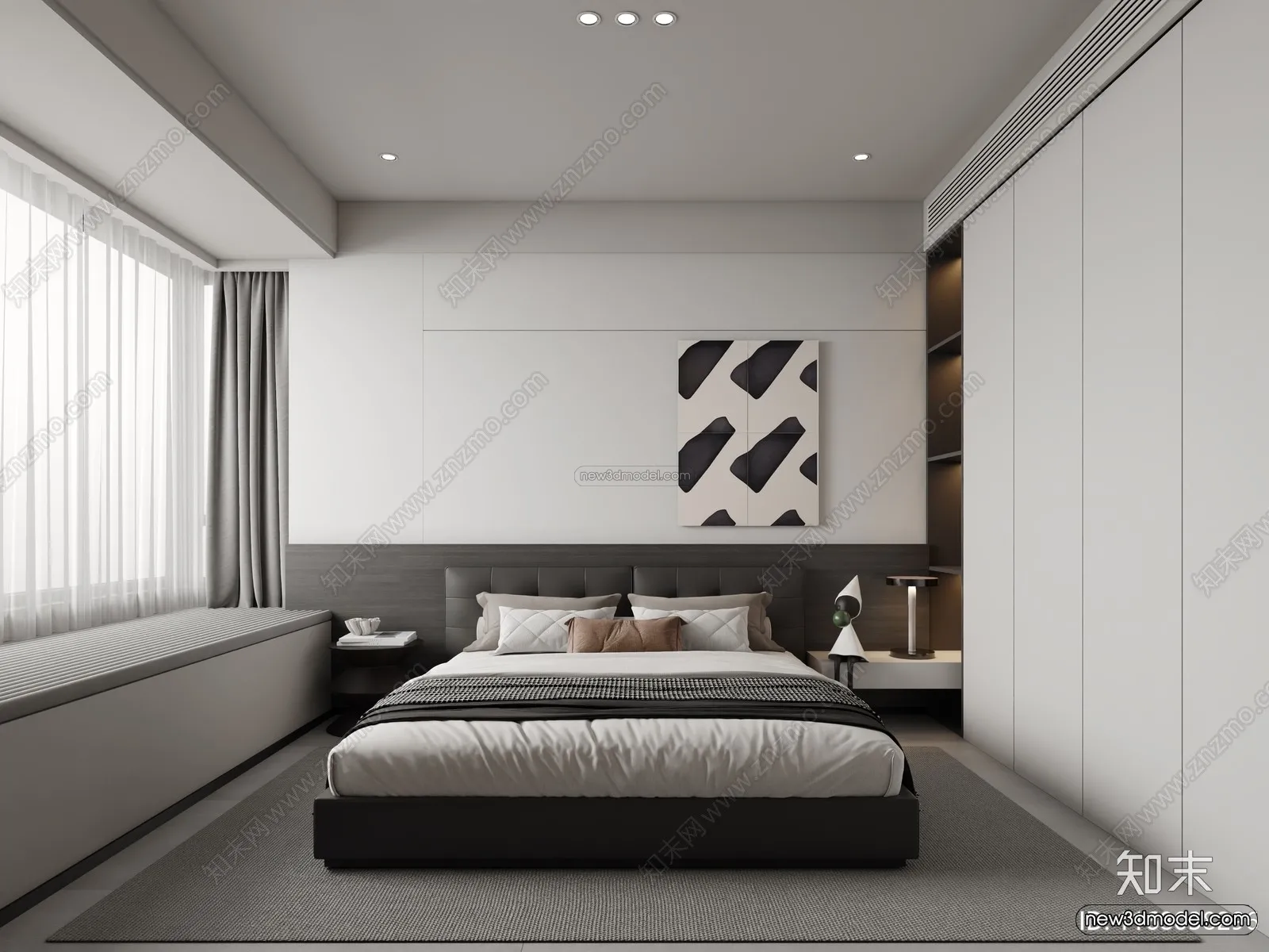 Modern Style Interior 3D Blocks and 3D Models – Bedroom 3D Scene – 439 – CORONA