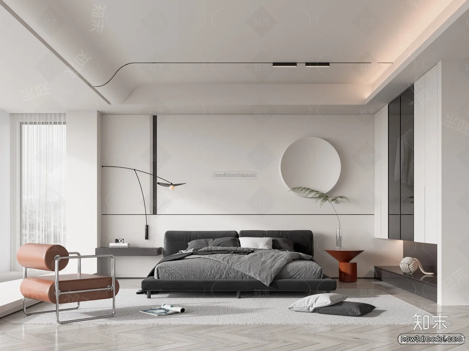 Modern Style Interior 3D Blocks and 3D Models – Bedroom 3D Scene – 444 – CORONA