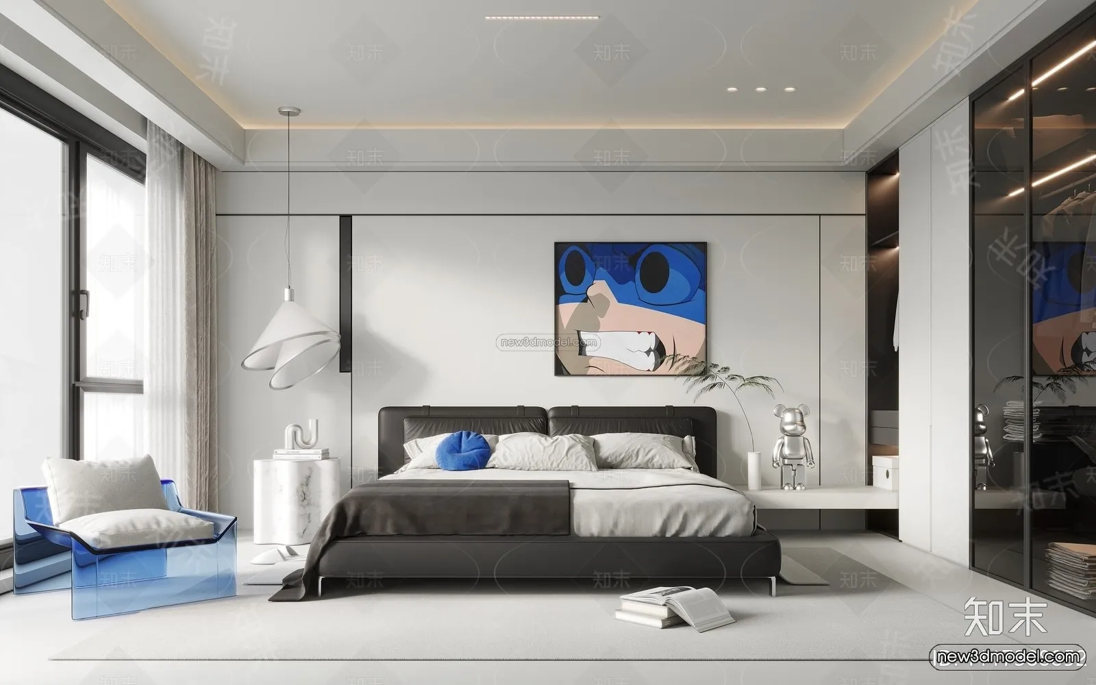 Modern Style Interior 3D Blocks and 3D Models – Bedroom 3D Scene – 445 – CORONA