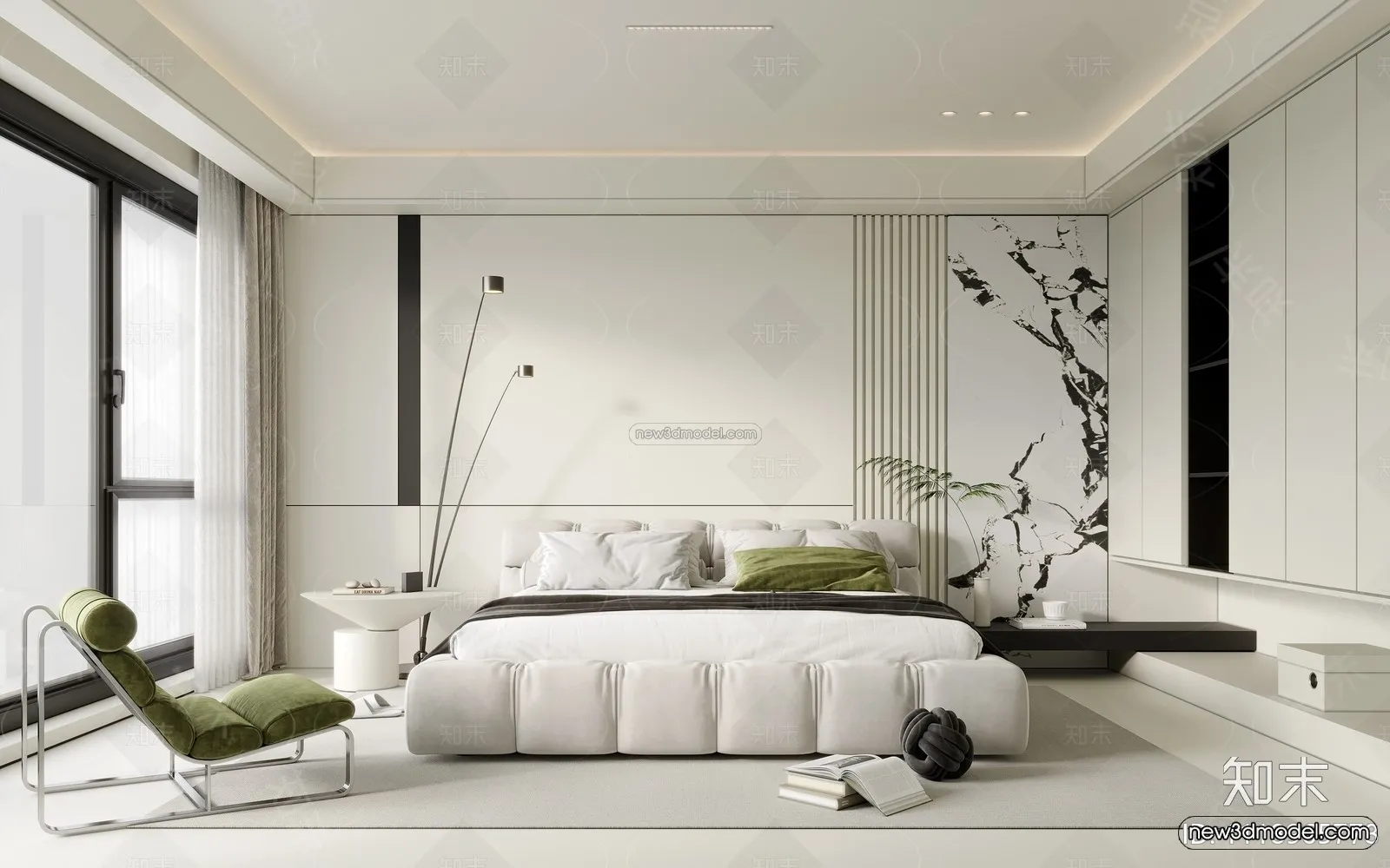 Modern Style Interior 3D Blocks and 3D Models – Bedroom 3D Scene – 446 – CORONA