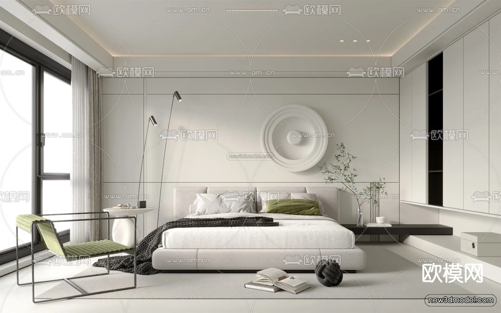 Modern Style Interior 3D Blocks and 3D Models – Bedroom 3D Scene – 447 – CORONA