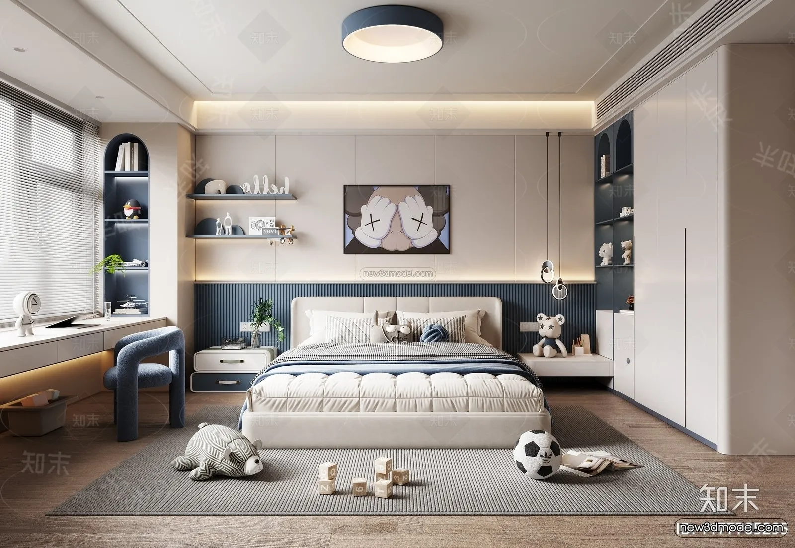 Modern Style Interior 3D Blocks and 3D Models – Bedroom 3D Scene – 449 – CORONA